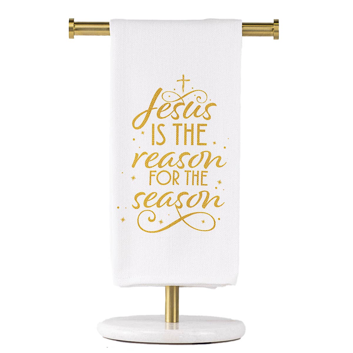 Jesus is the Reason Hand Towel White/Light Gold 20x28