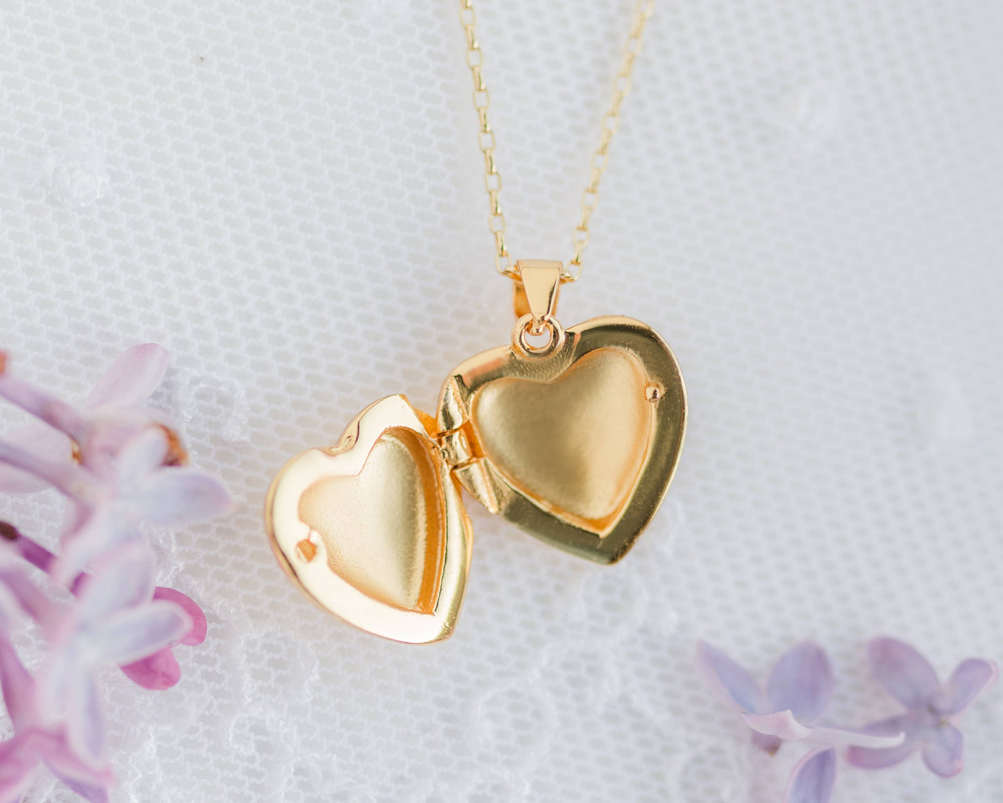 14K Gold-Plated Heart Locket for Little Girls and Kids: 14 inch