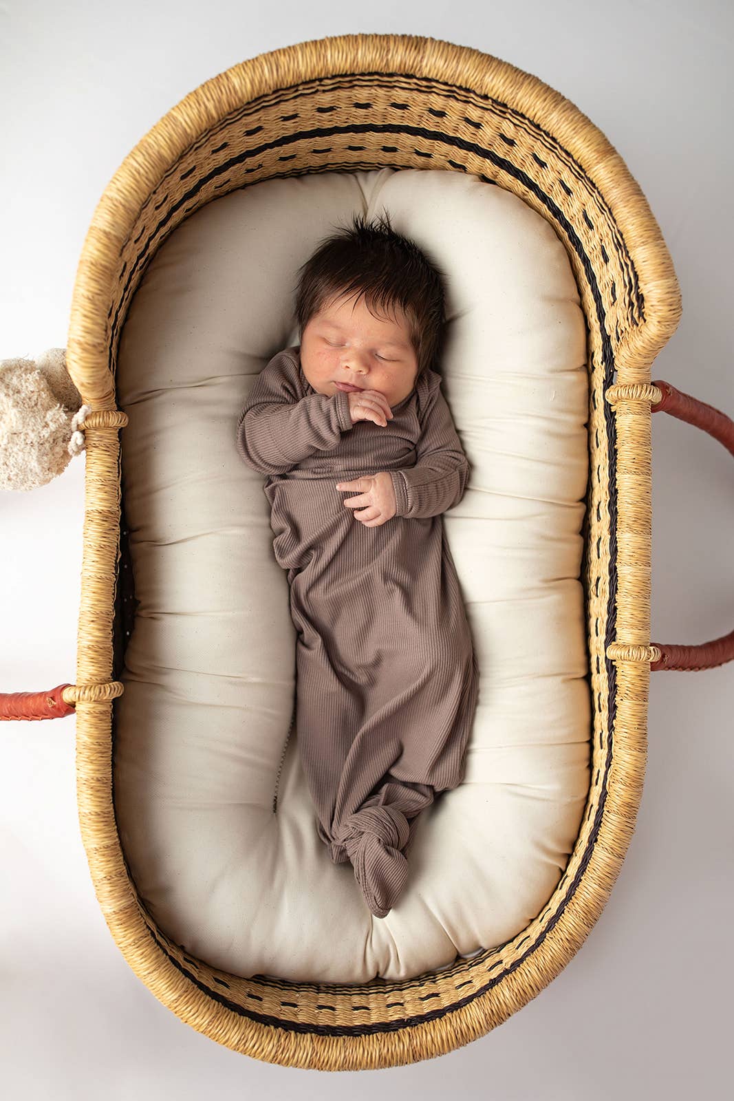 Cocoa Brown Ribbed Knotted Newborn Baby Gown sleepwear: Gown