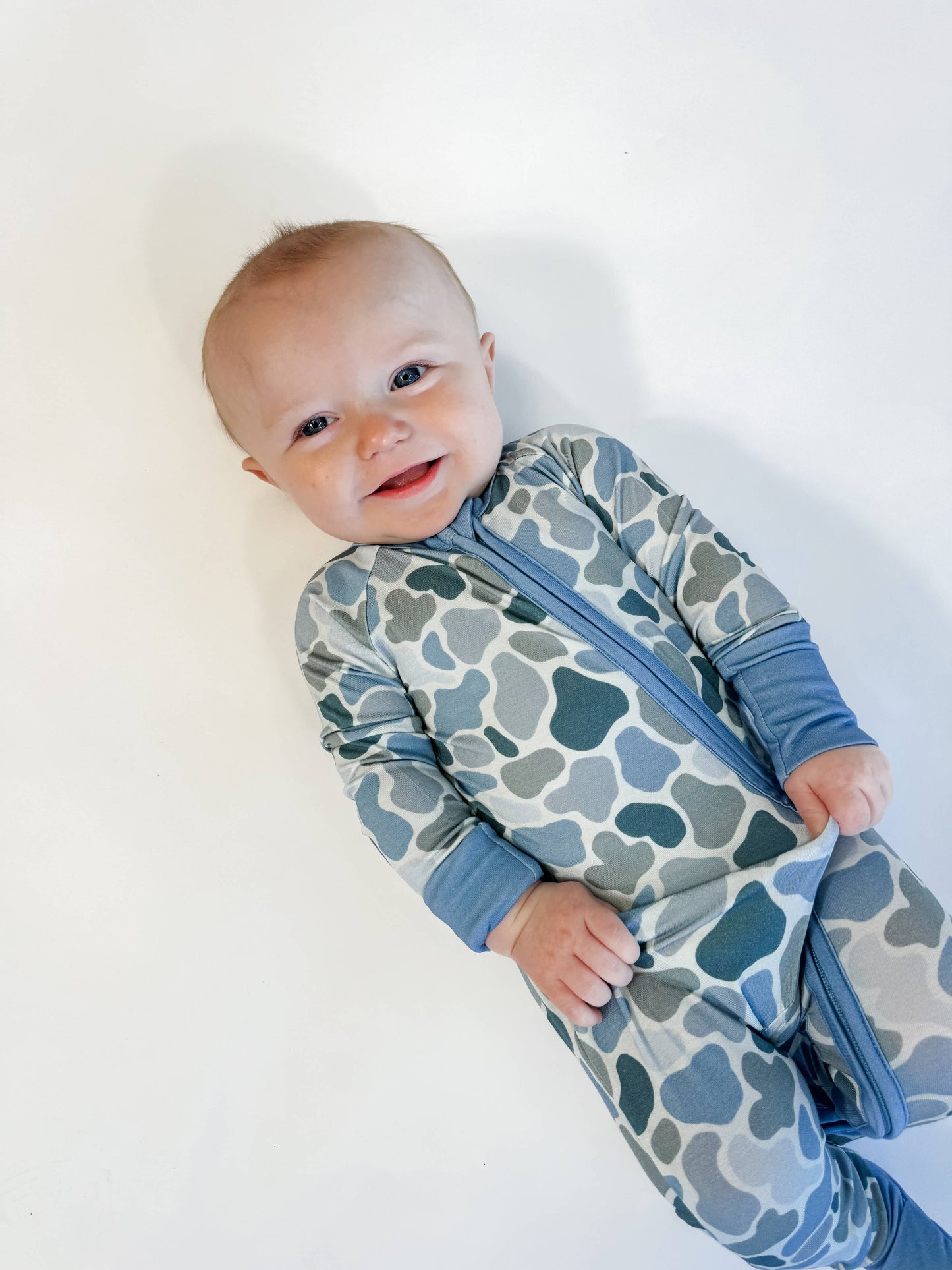 Watercolor Camo Zip Pajamas: 0-3 months