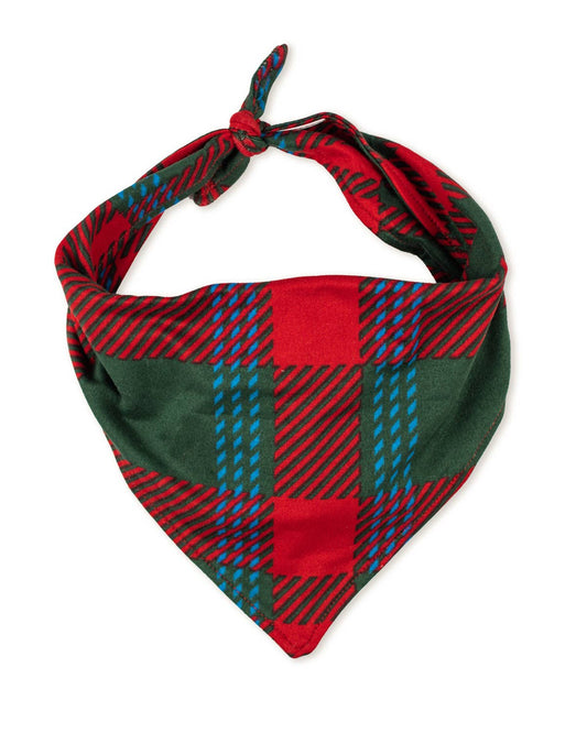 Telluride Plaid Dog Bandana   Dark Green/Red/Blue   -Asst.: S/M