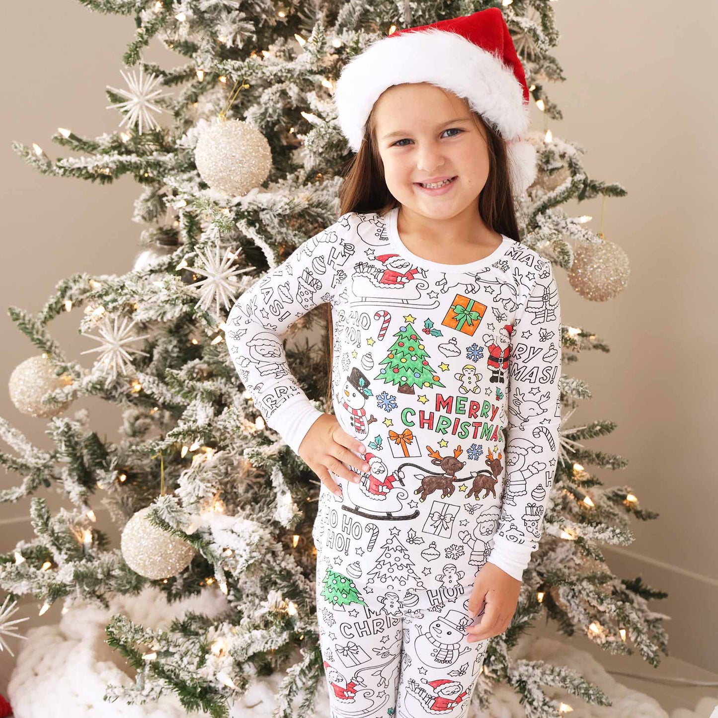 Colorable Two Piece Pajama Set | Christmas Morning: 7/8