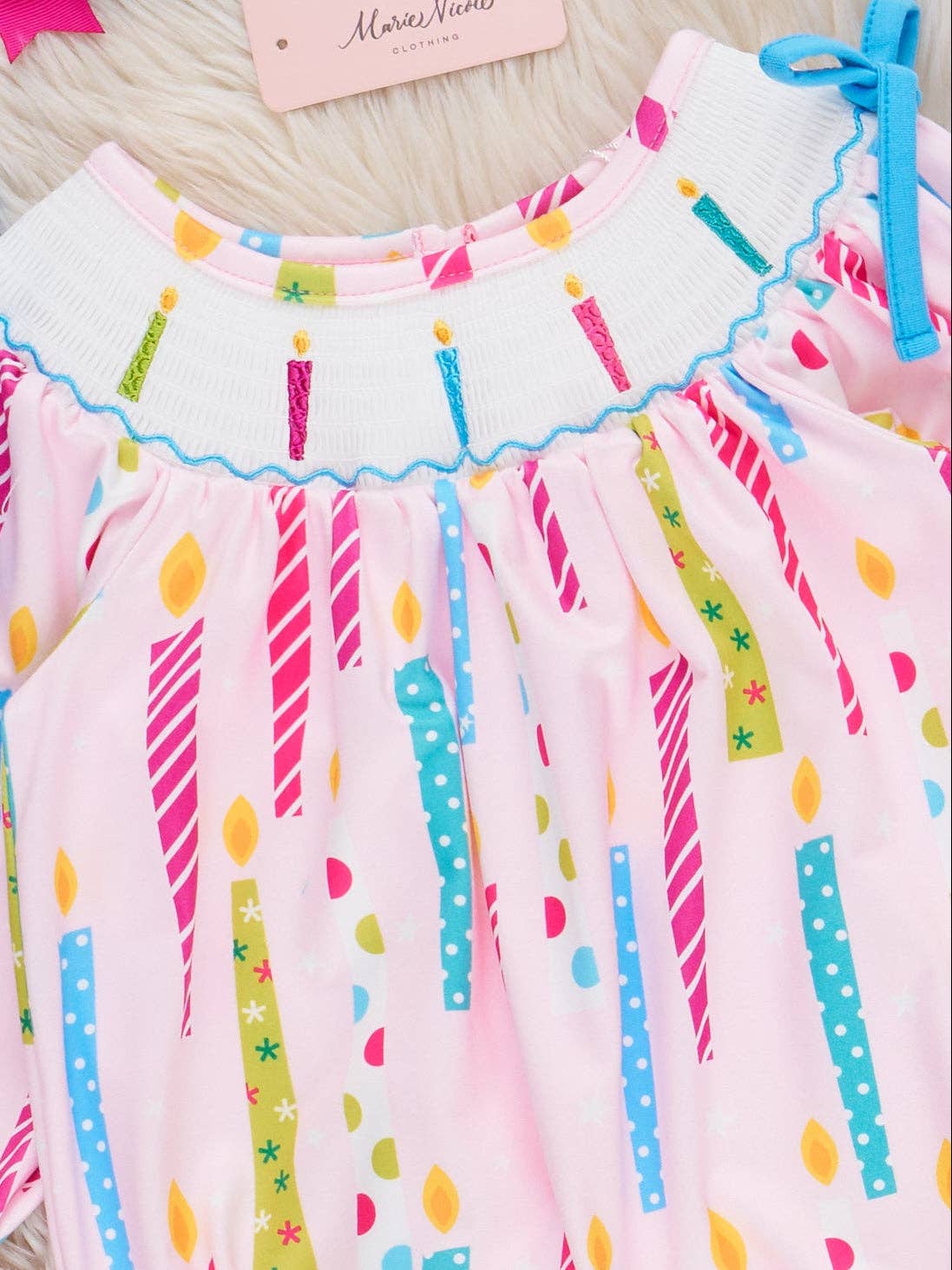 Wish Upon a Candle Smocked Ruffle Bubble: 12/18MOS