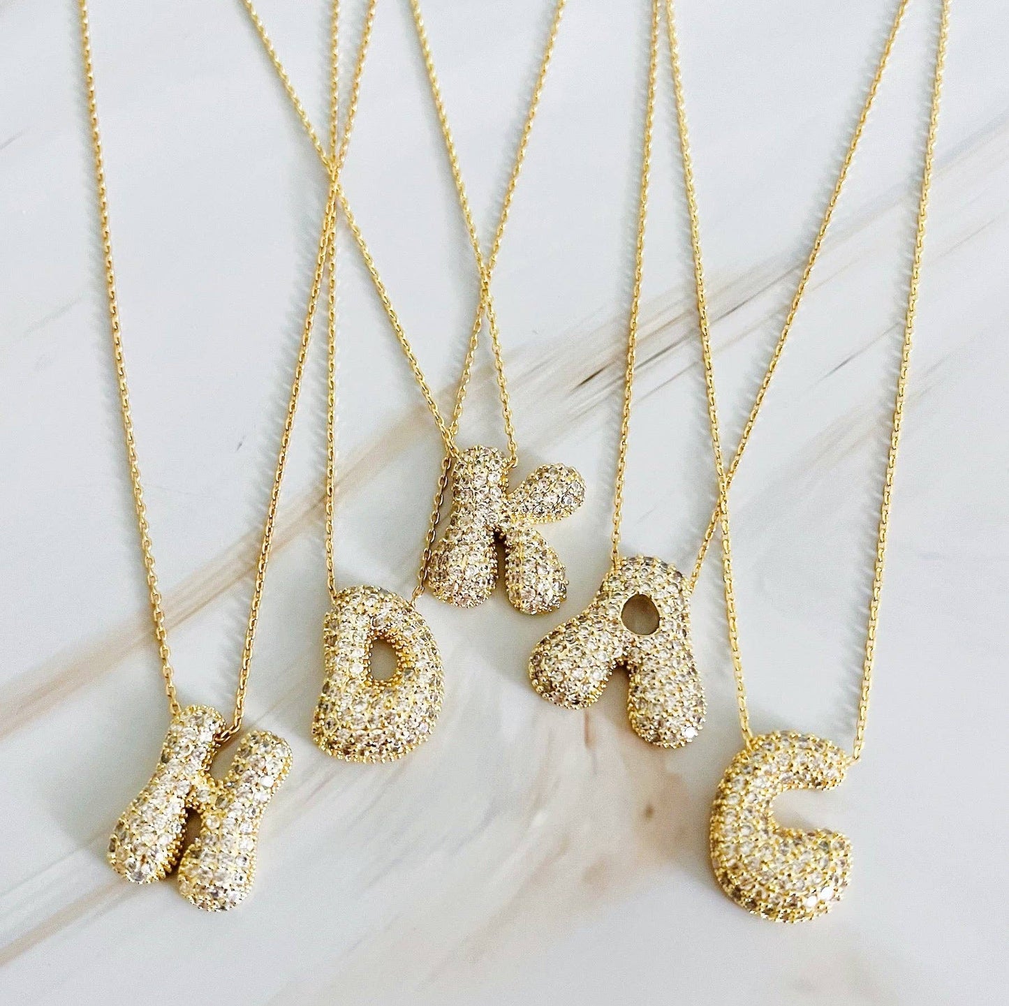 Crystal Bubble Initial Necklace: L