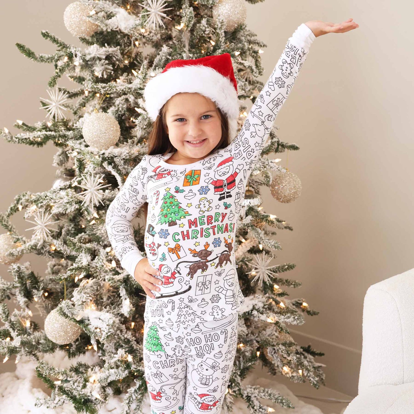 Colorable Two Piece Pajama Set | Christmas Morning: 7/8