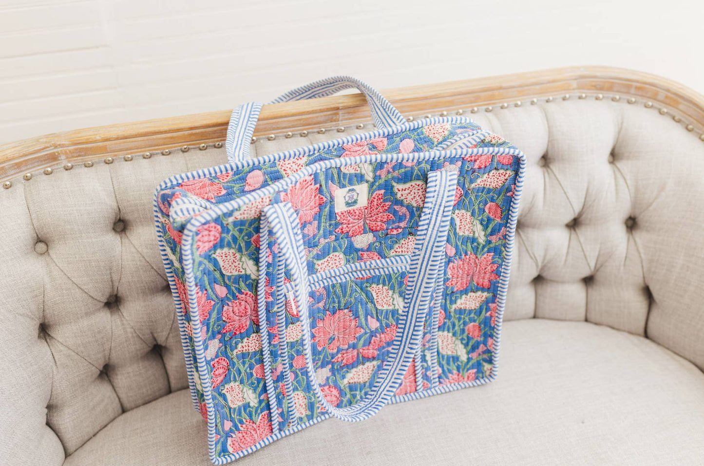 Seascape | Large Quilted Zipper Tote Bag