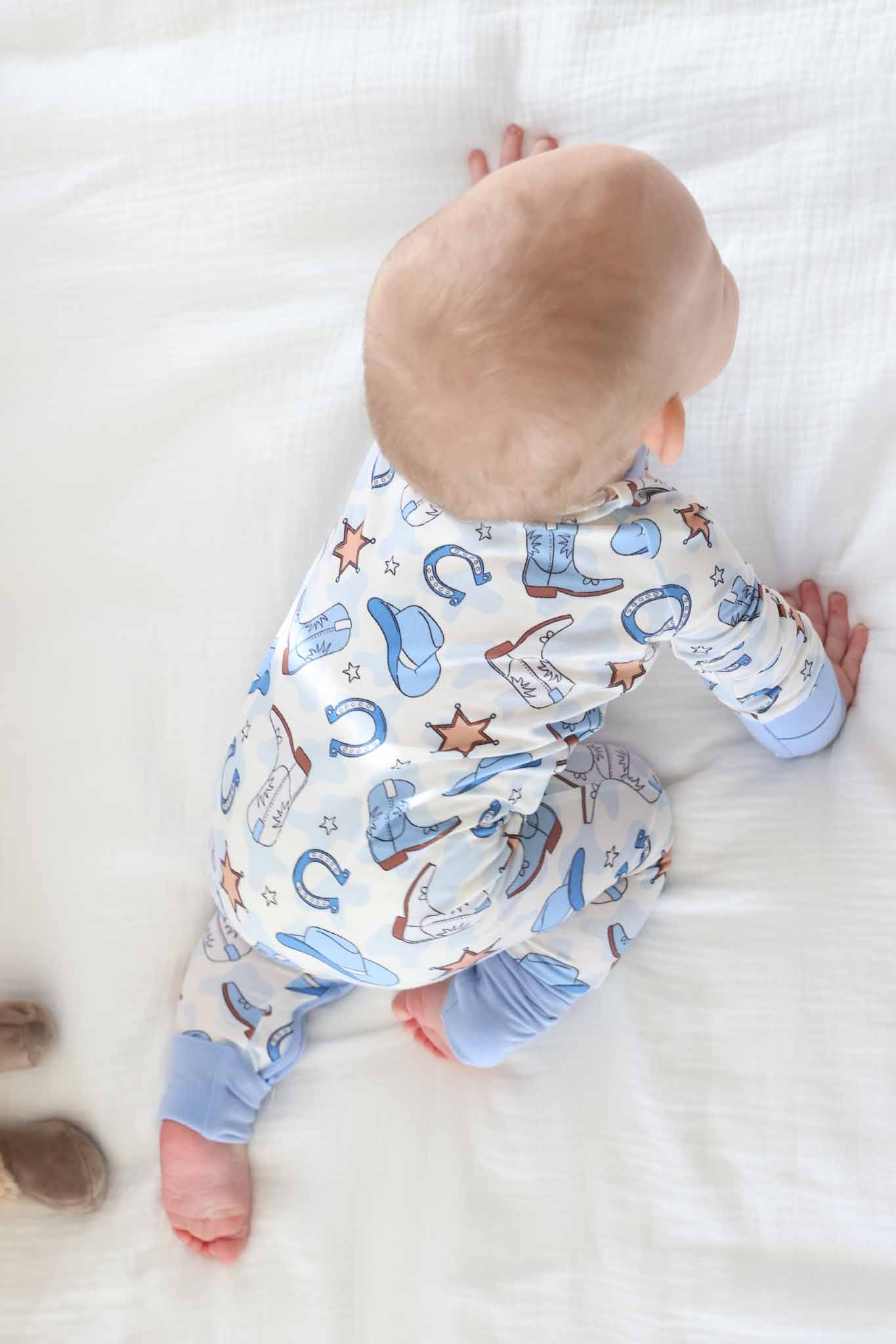 Rodeo Dreams Convertible Zip Romper | Blue: 0-3 months