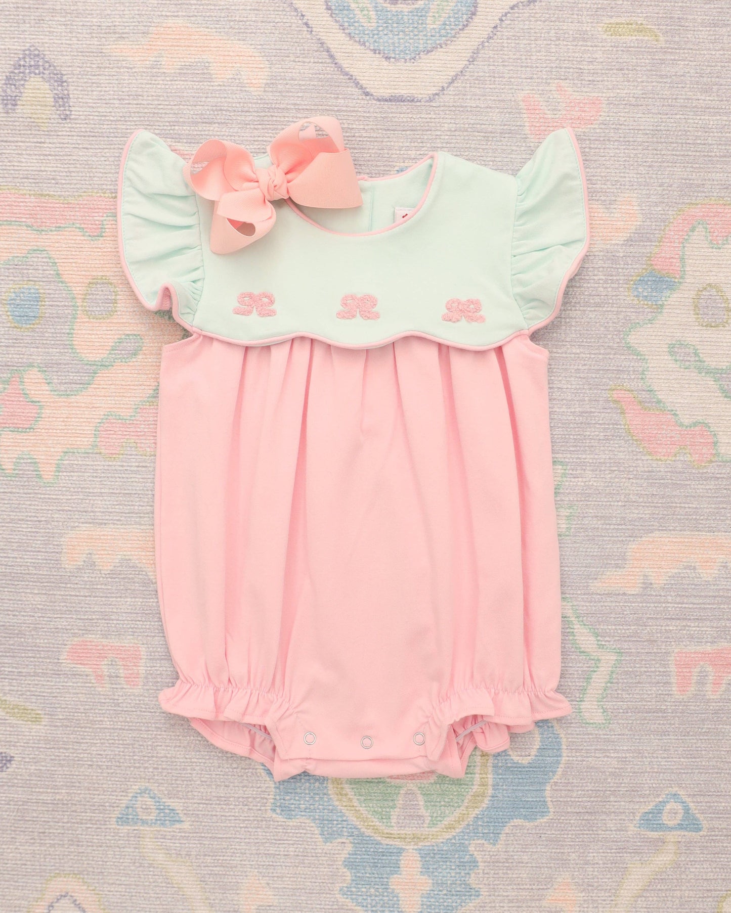 French Knot Bow Scallop Bubble: 6 Months