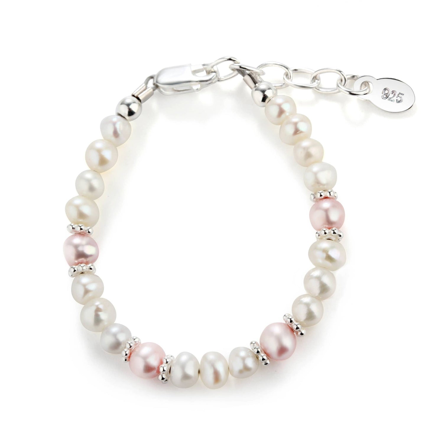 Girls Sterling Silver Pearl Baby Bracelet or Kids Jewelry: Large 6-12 Years