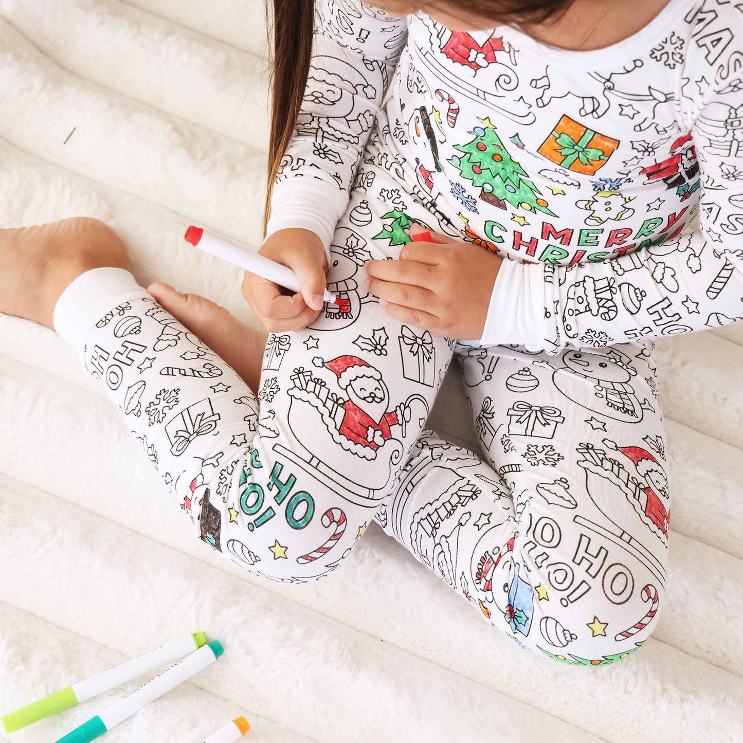 Colorable Two Piece Pajama Set | Christmas Morning: 4T