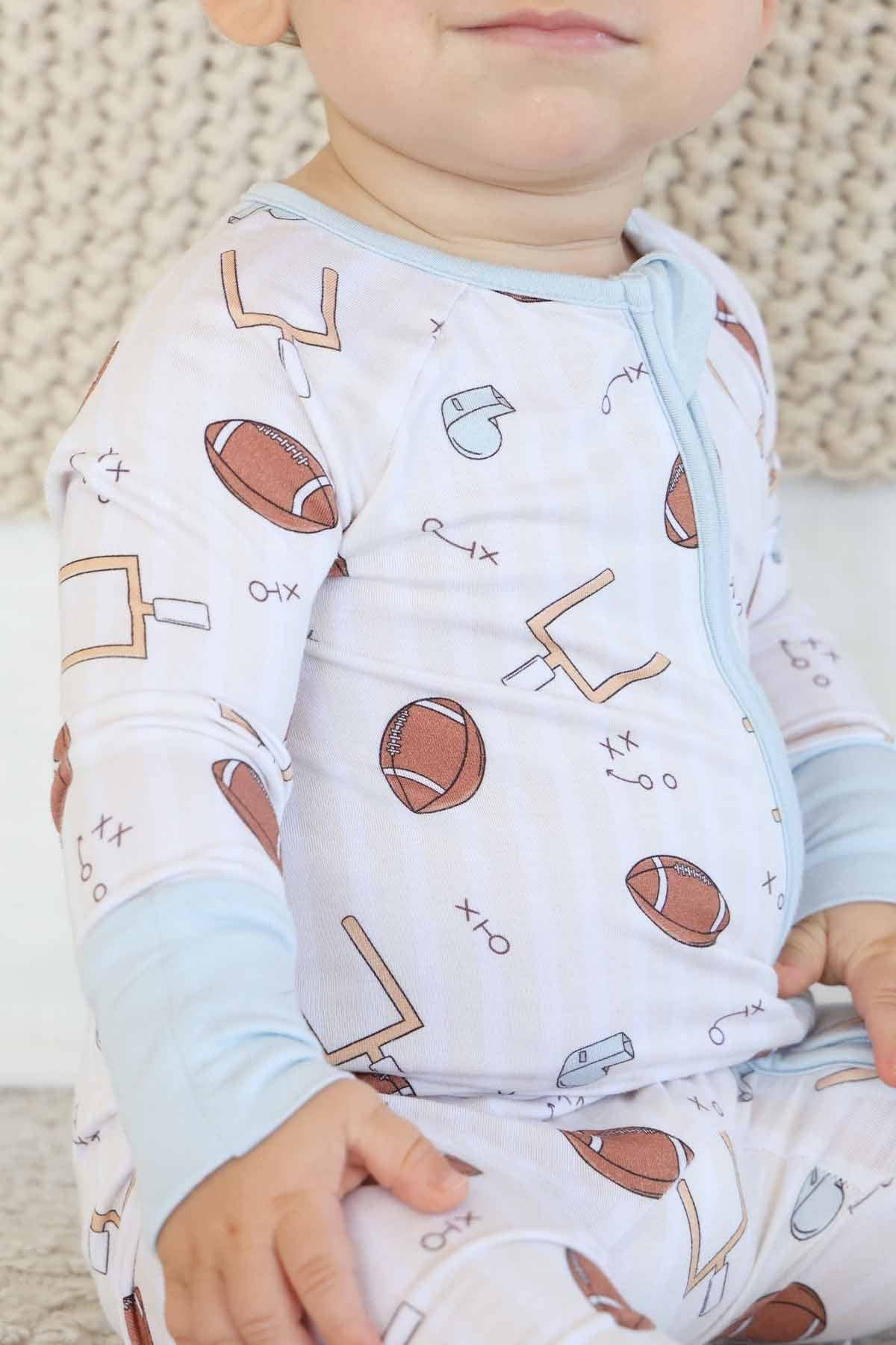 Tiny Touchdowns Convertible Zip Romper | Neutral: 0-3 months