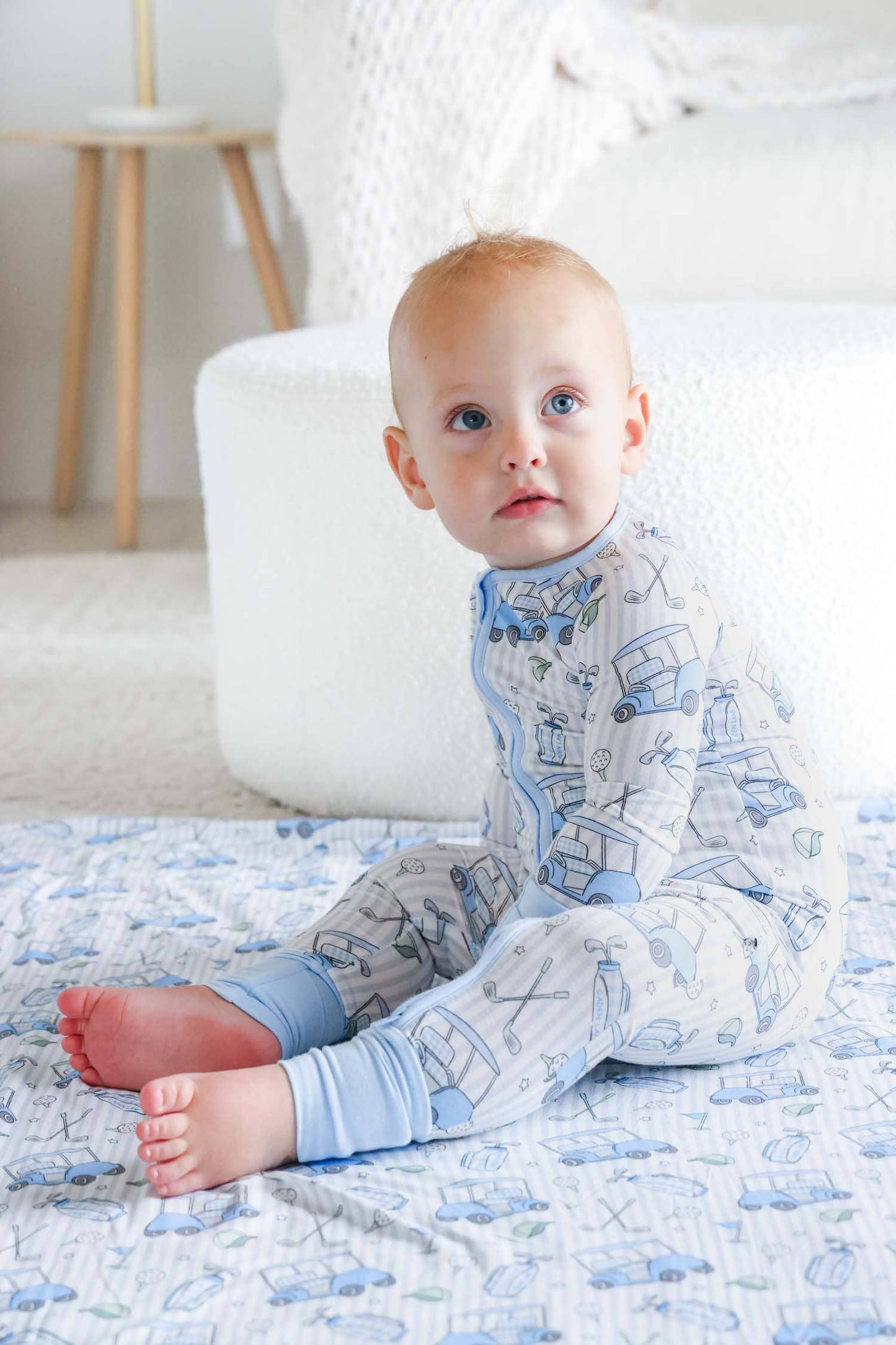 Convertible Zip Romper | Caddie Crew Blue: 0-3 months
