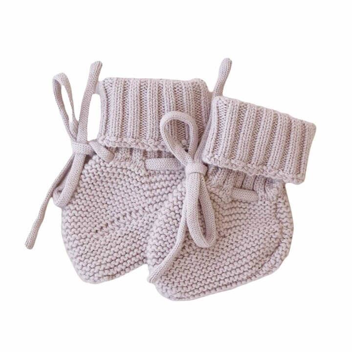 Knit Baby Booties: Smoke / NB
