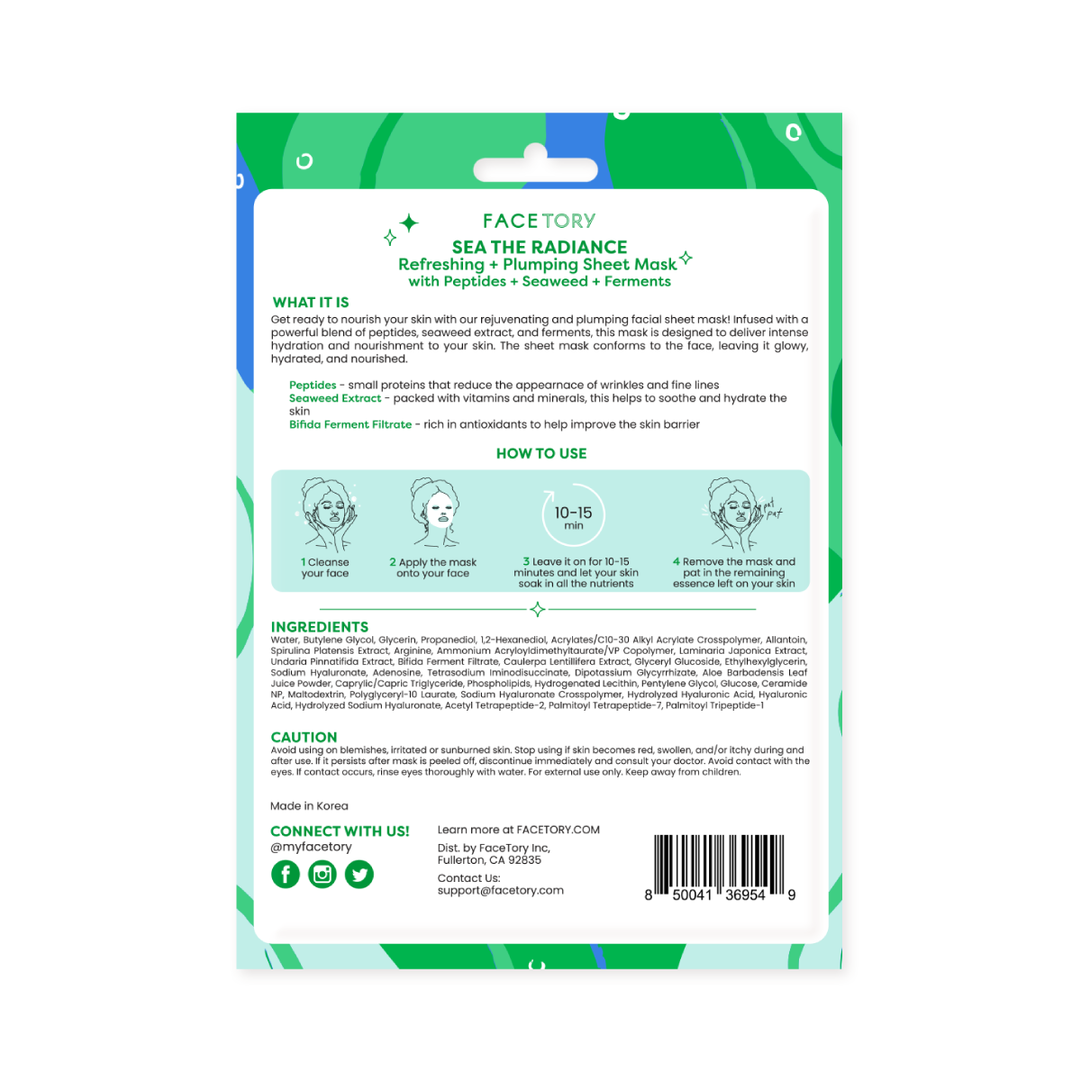 Sheet Face Mask - K-Beauty - Plumping - Sea the Radiance