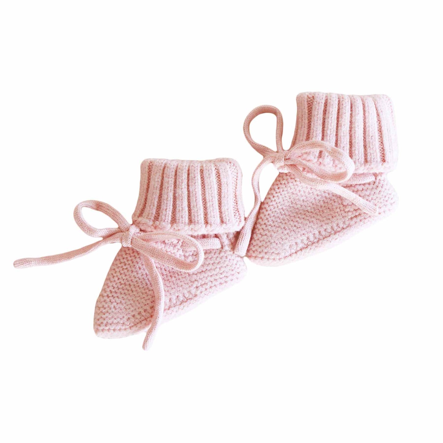Knit Newborn Bow Booties: Baby Pink