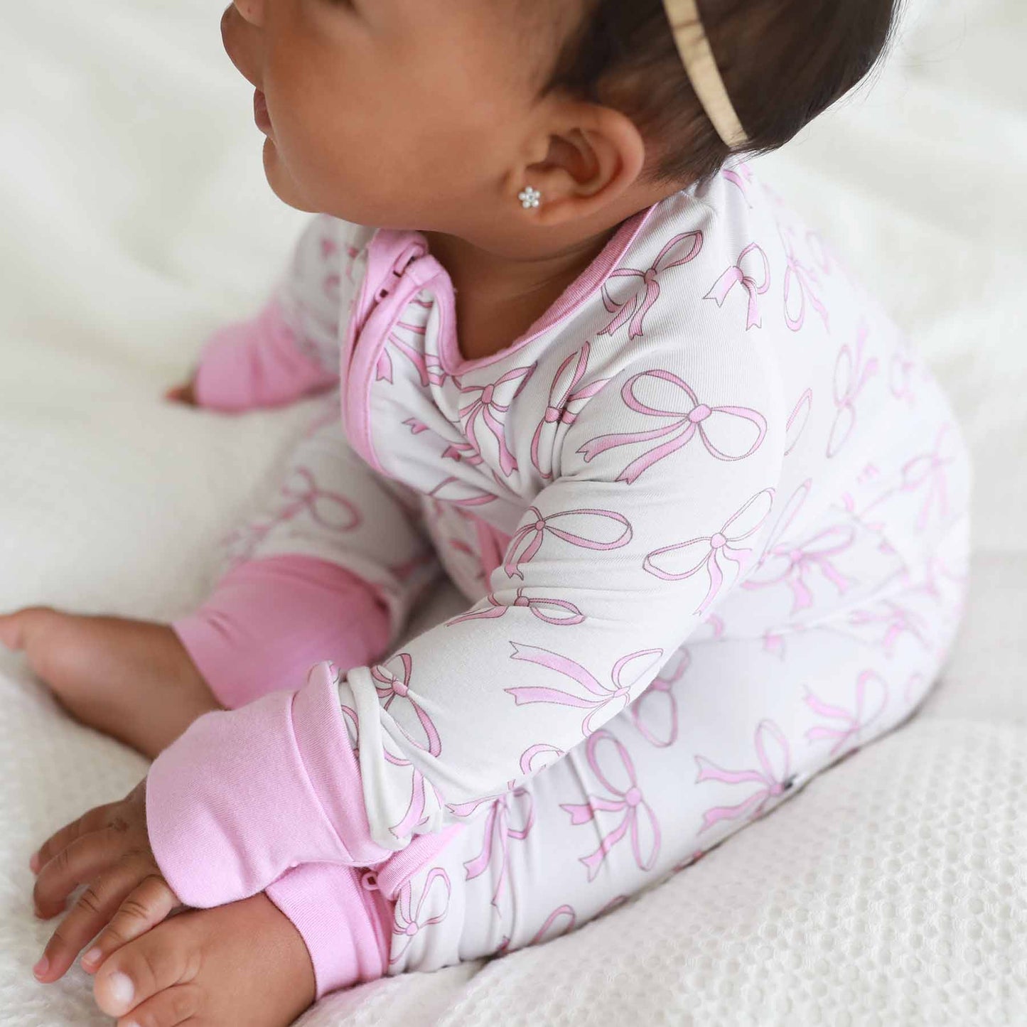 Blushing Bows Convertible Zip Romper: 0-3 months