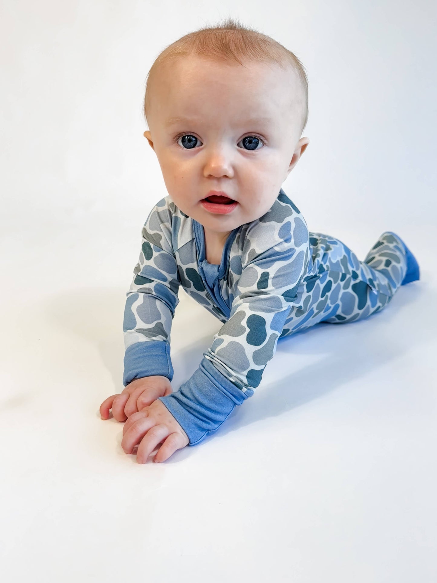 Watercolor Camo Zip Pajamas: 0-3 months