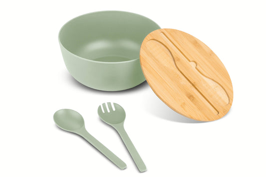 4pc Bamboo Salad Bowl Set - Leaf