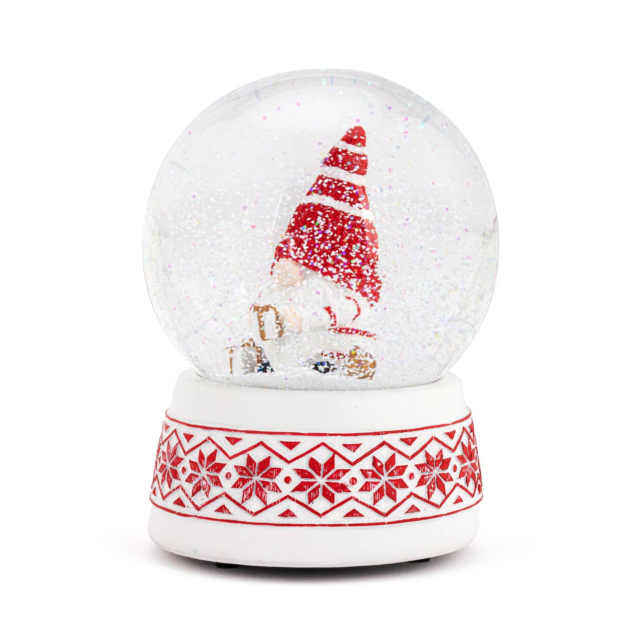 Musical Gnome with Present Snow Globe