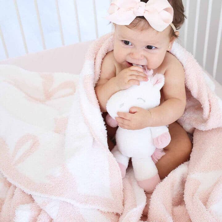 CuddleLane™ Luxe Blankets | Bows: Baby Blanket (40" x 30") / Light Pink Bows