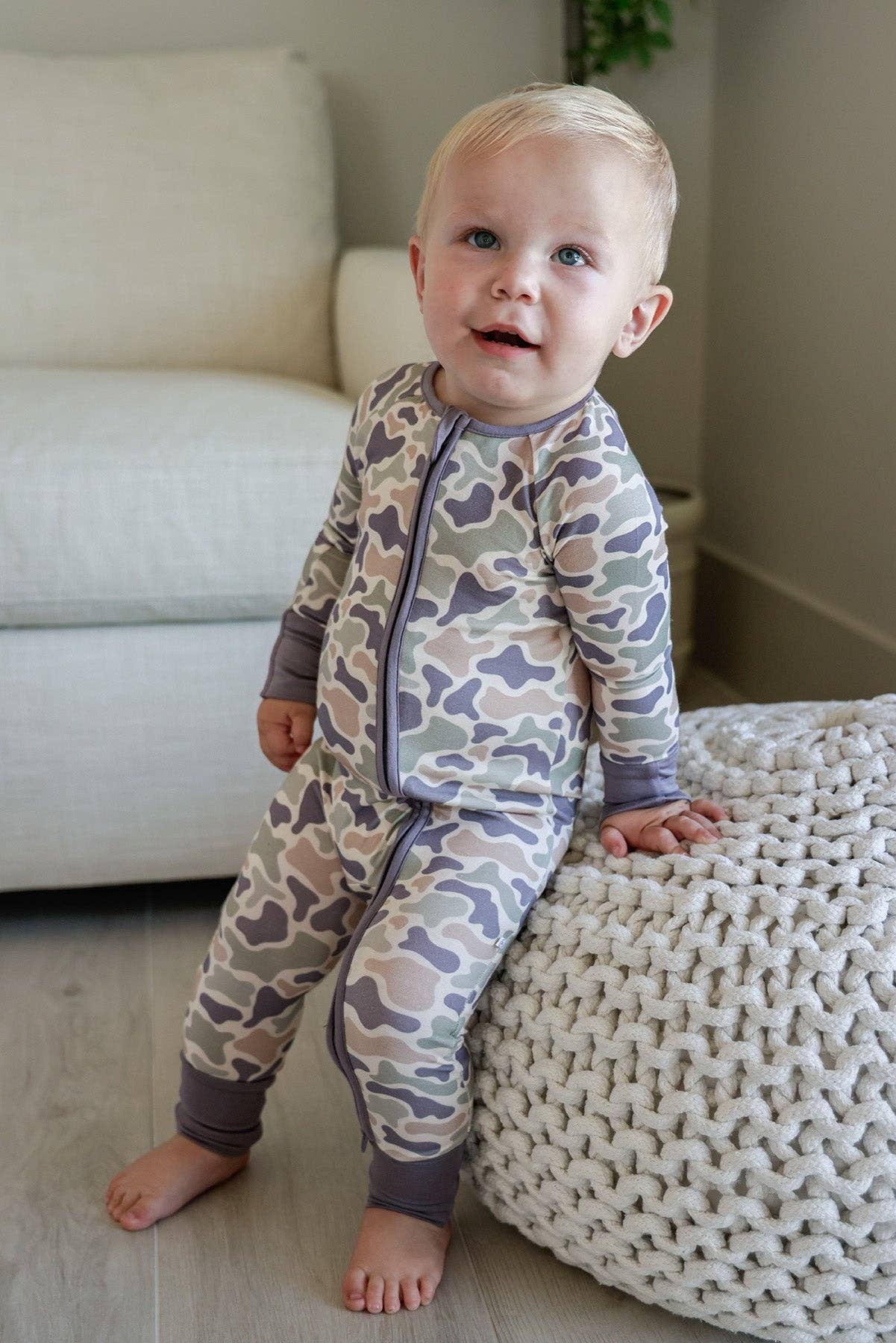 Convertible Bamboo Zip Romper | Camo Cutie: 12-18 months
