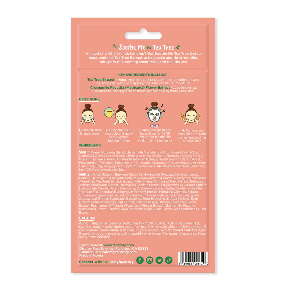 Face Mask - K-Beauty - 2-Step Clearing - Soothe Me Tea Tree