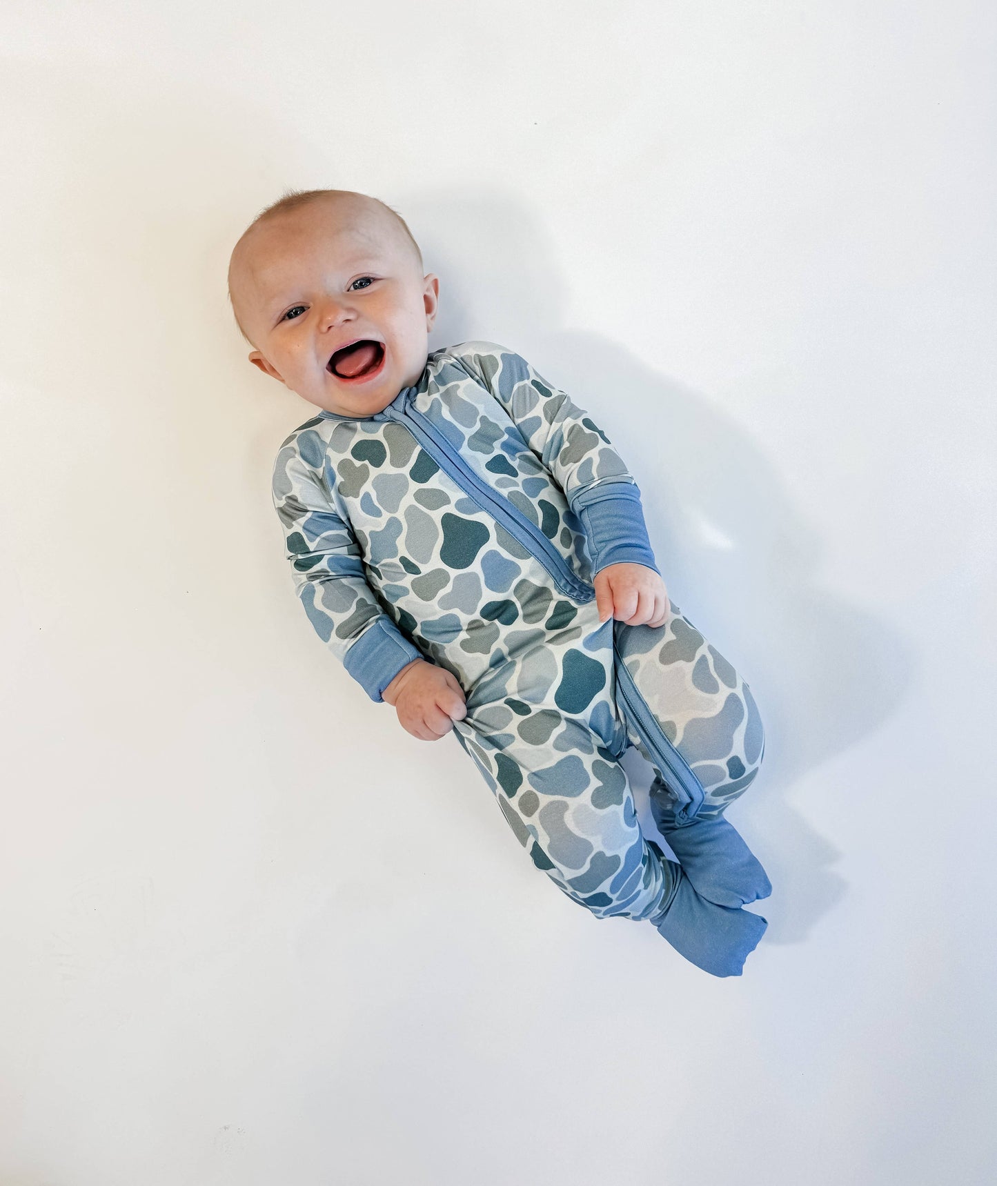 Watercolor Camo Zip Pajamas: 0-3 months