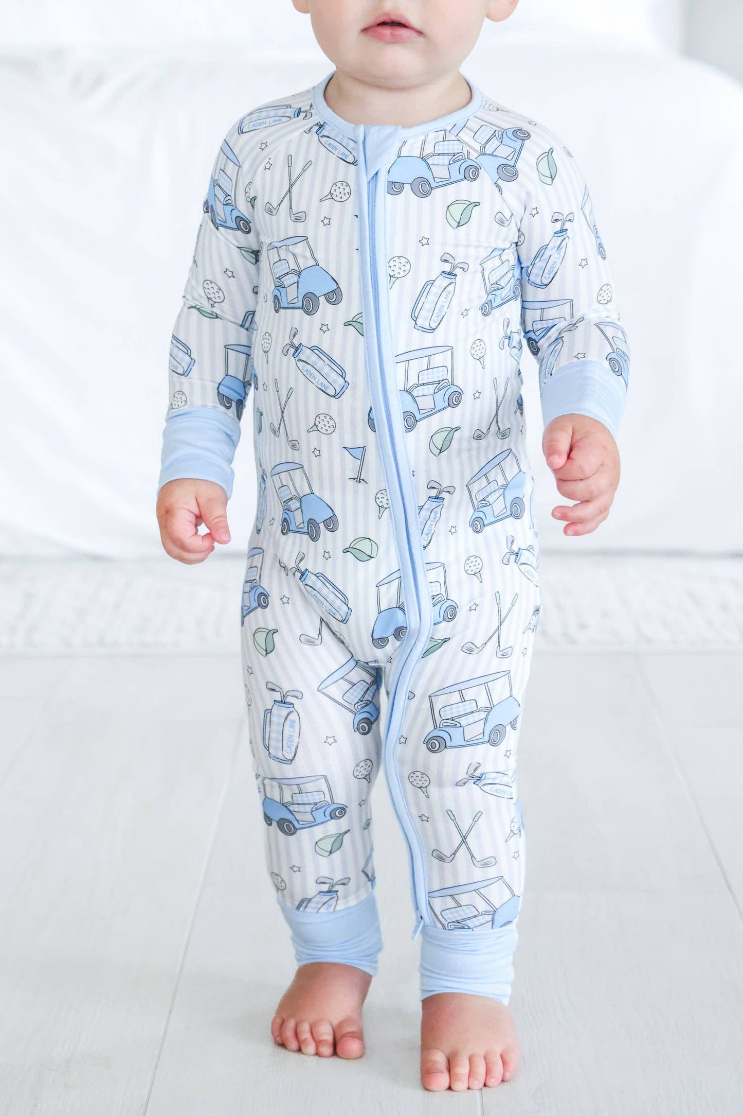 Convertible Zip Romper | Caddie Crew Blue: 0-3 months