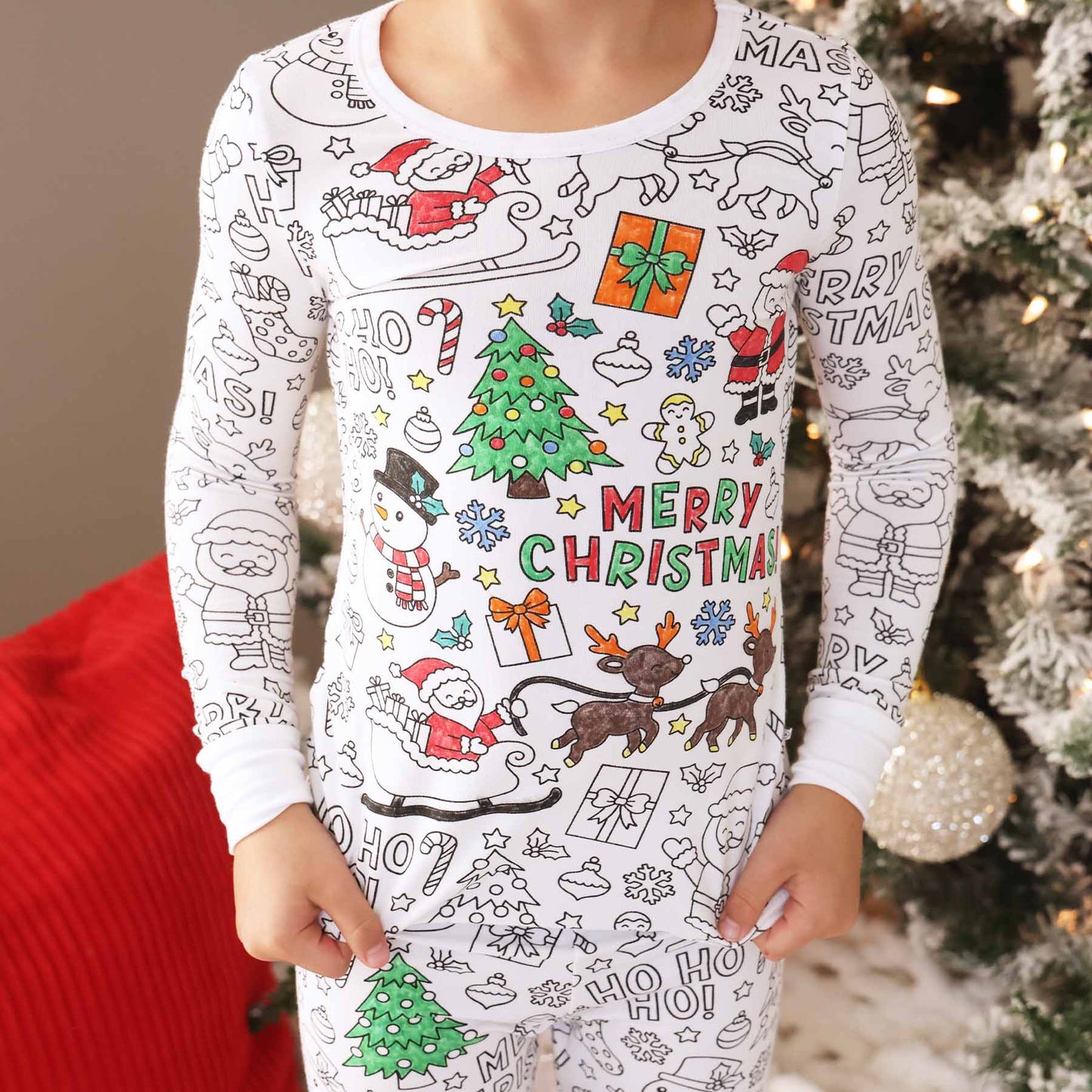 Colorable Two Piece Pajama Set | Christmas Morning: 4T
