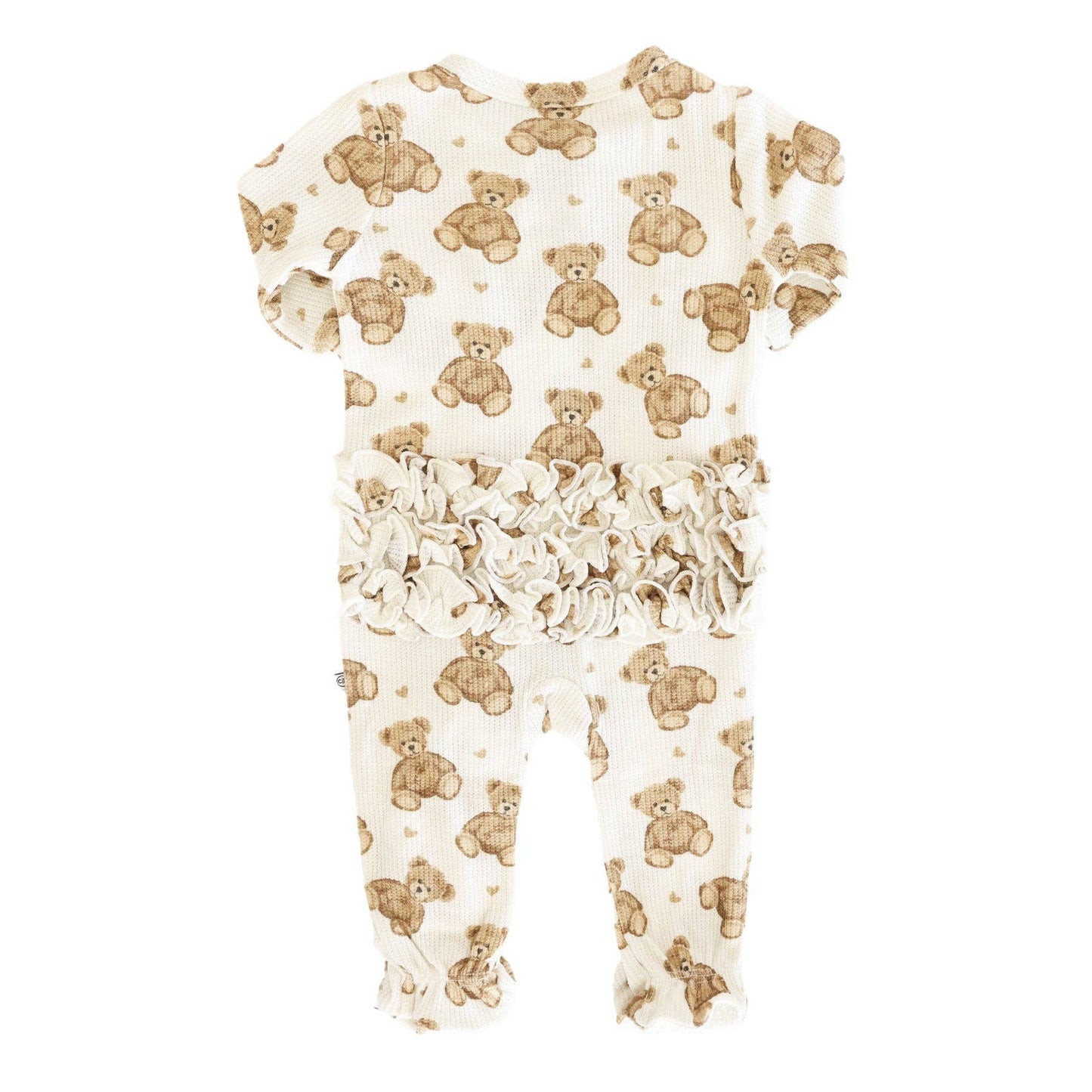 Beary Sweet Bamboo Waffle Zipper Ruffle Footie: 0-3 months