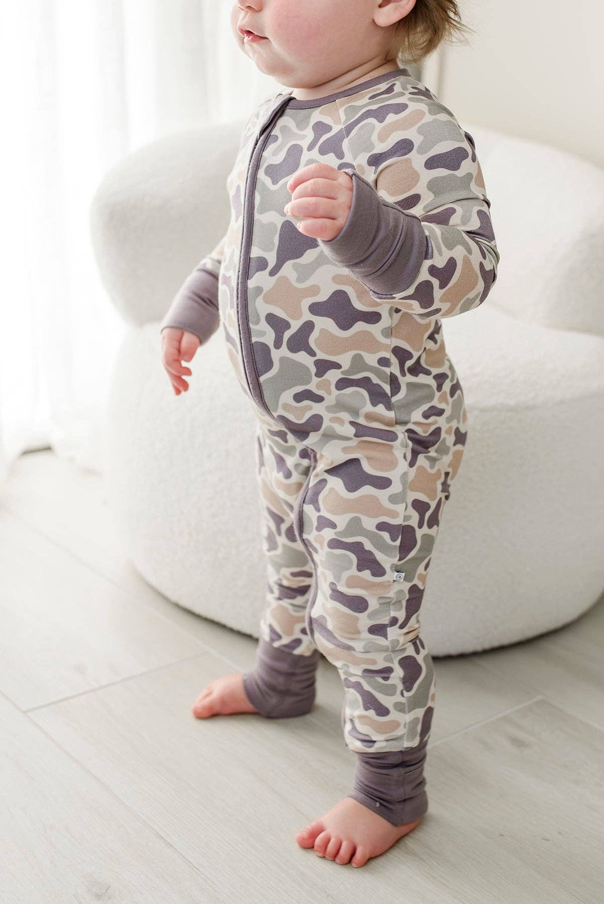 Convertible Bamboo Zip Romper | Camo Cutie: 3-6 months