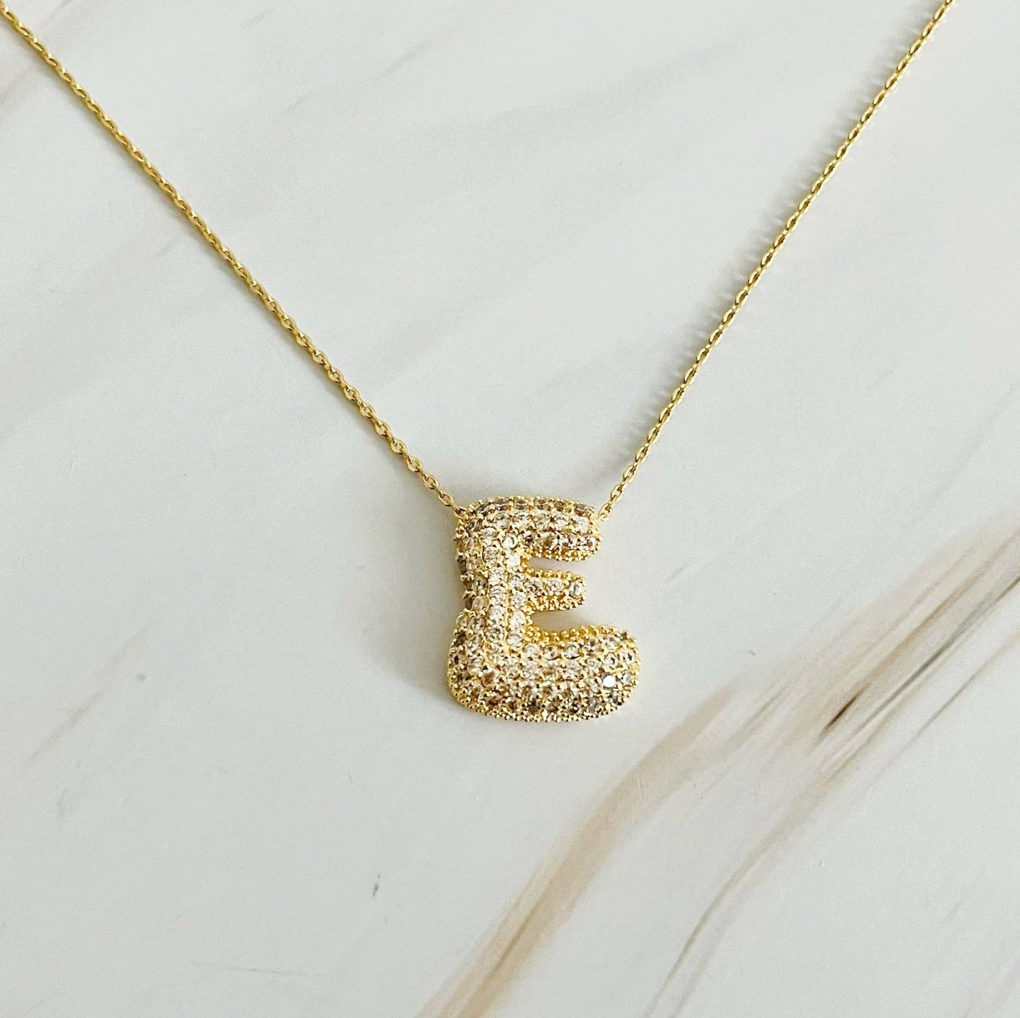 Crystal Bubble Initial Necklace: N