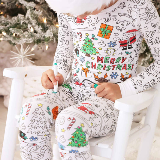 Colorable Two Piece Pajama Set | Christmas Morning: 7/8