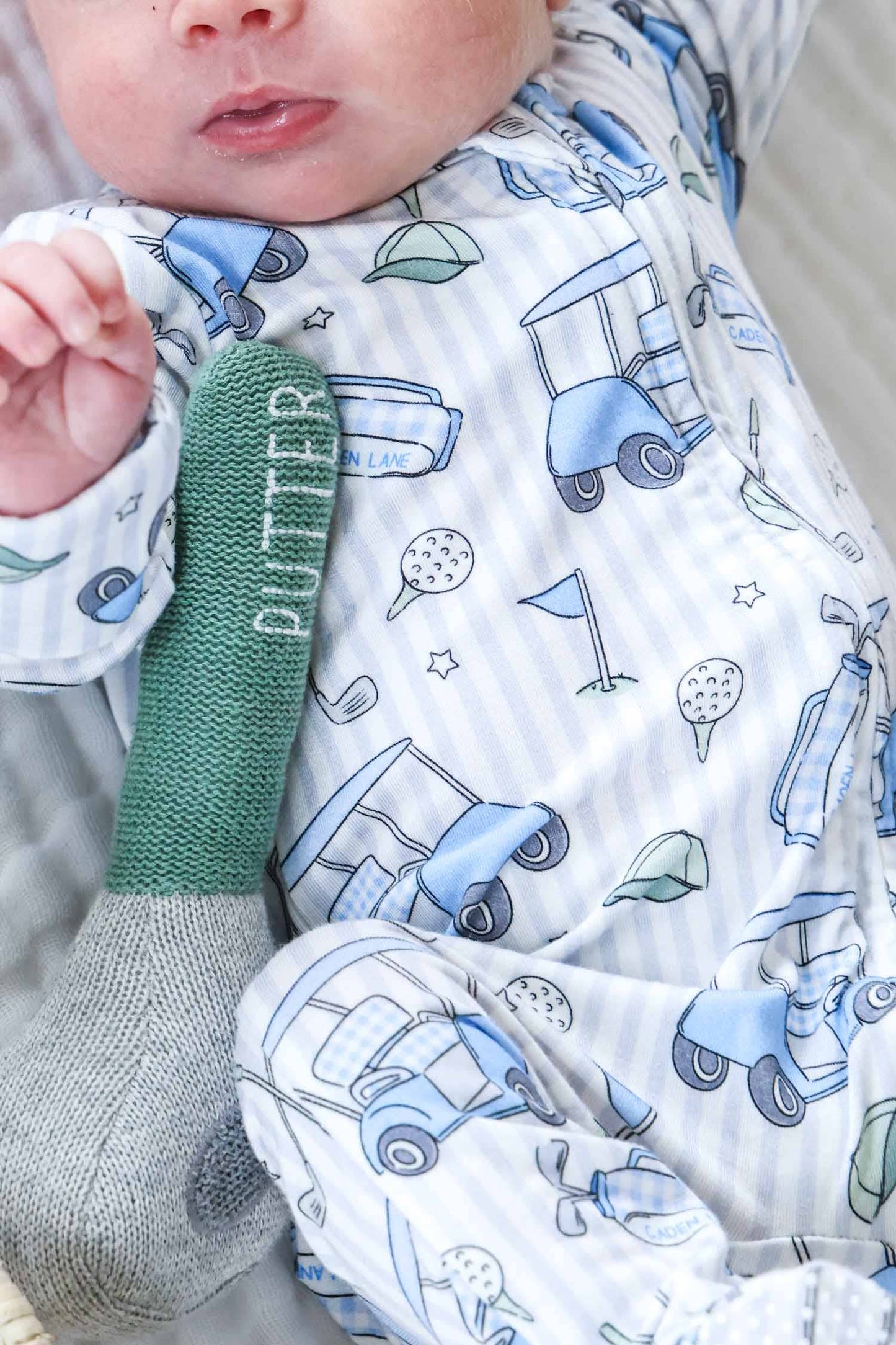 Zipper Footie | Caddie Crew Blue: Newborn