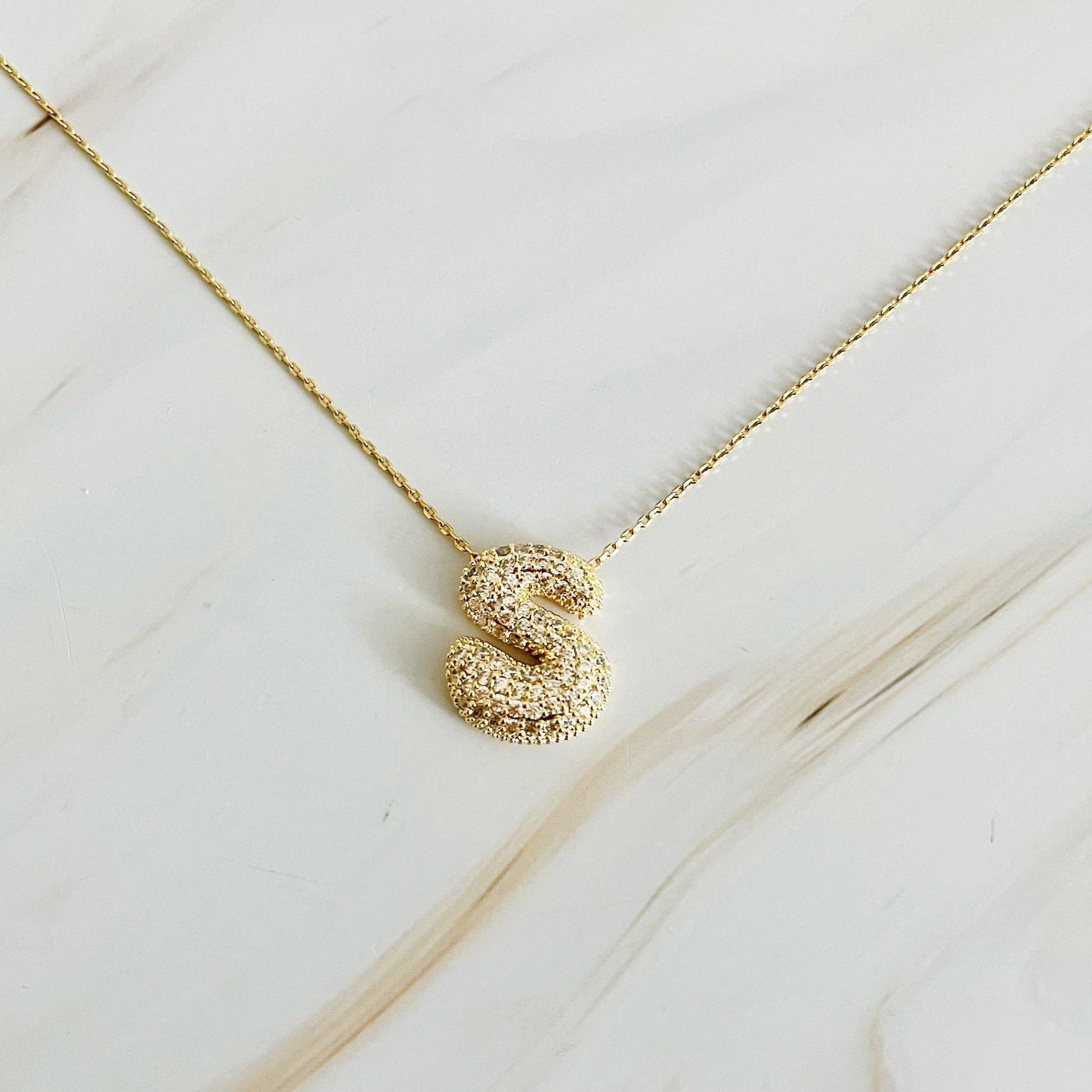 Crystal Bubble Initial Necklace: L