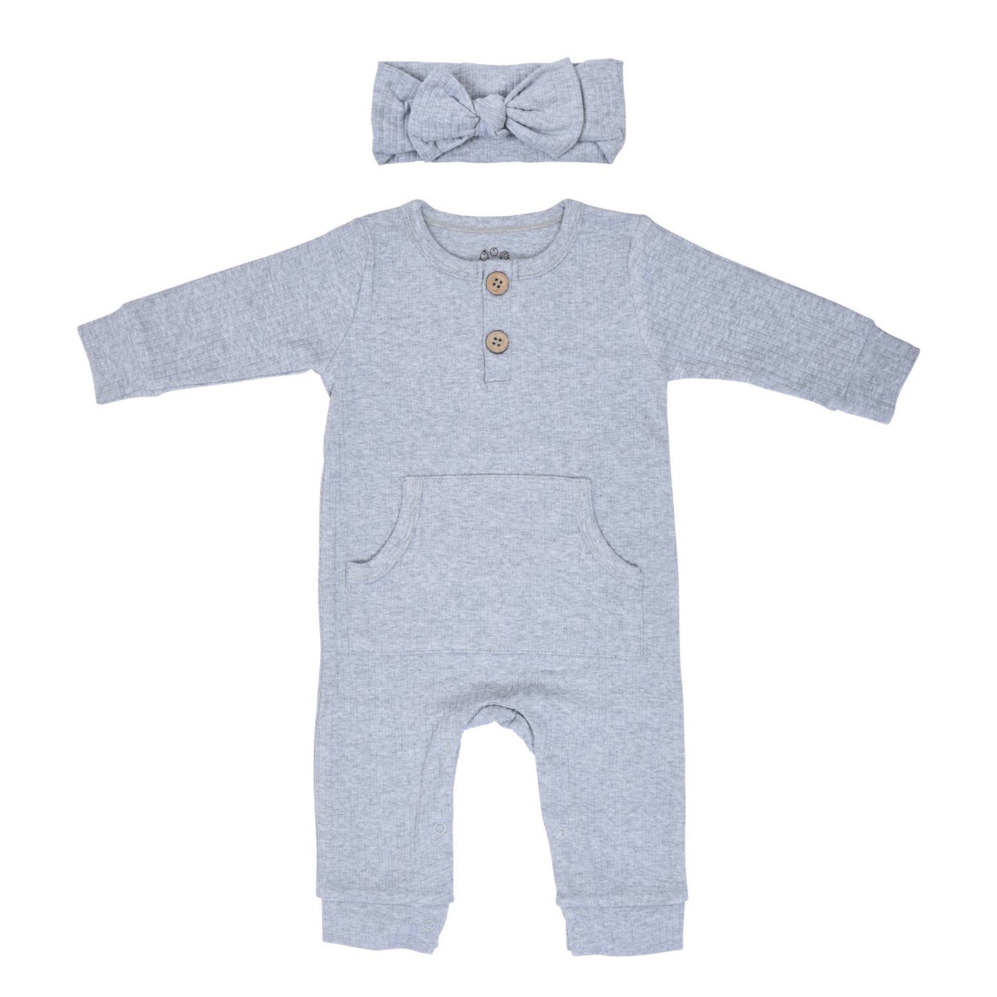 Baby Ribbed Playsuit with Pockets and Bow: Mauve / 6-12 Months