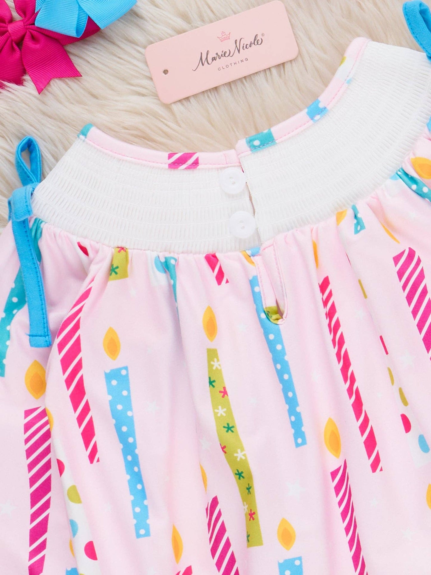 Wish Upon a Candle Smocked Ruffle Bubble: 12/18MOS