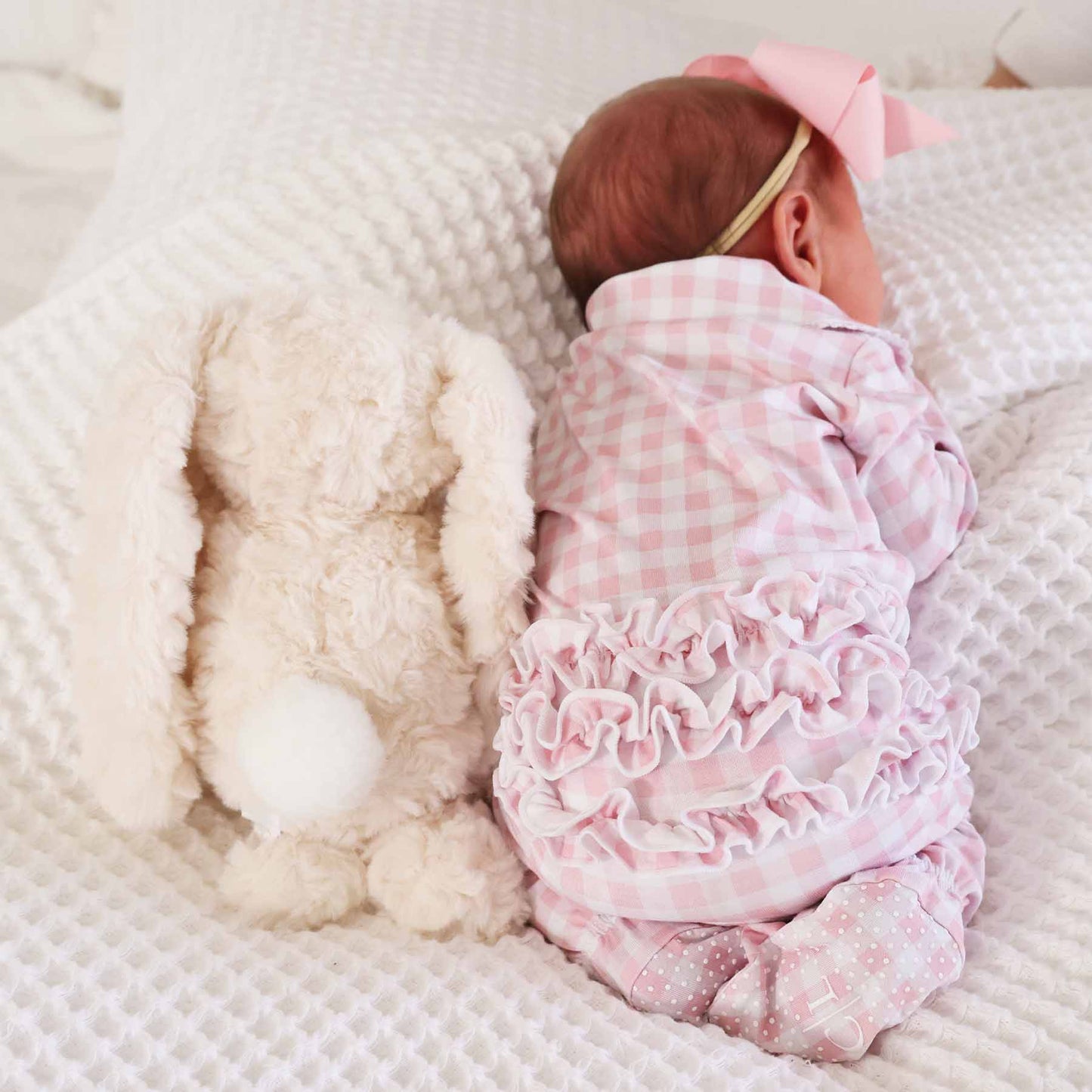 Peter Pan Collar Ruffle Zipper Footie | Rosy Gingham: Rosy Gingham / Non-Personalized / 0-3 months