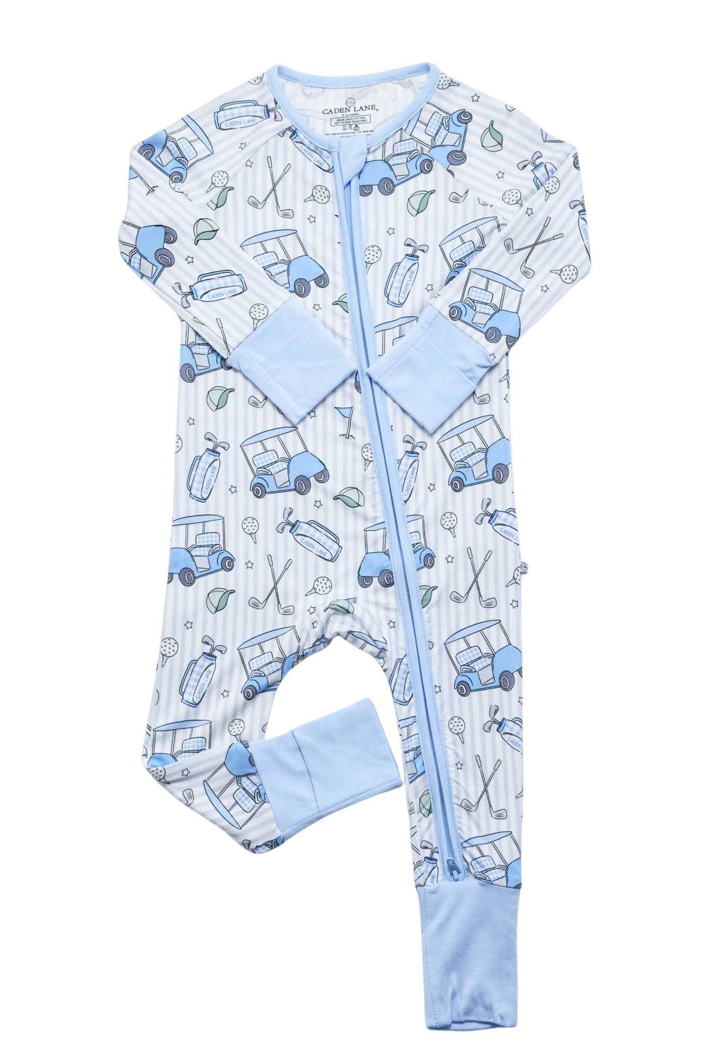 Convertible Zip Romper | Caddie Crew Blue: 0-3 months