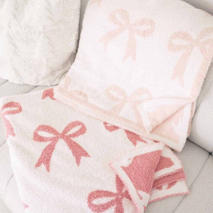 CuddleLane™ Luxe Blankets | Bows: Baby Blanket (40" x 30") / Dark Pink Bows
