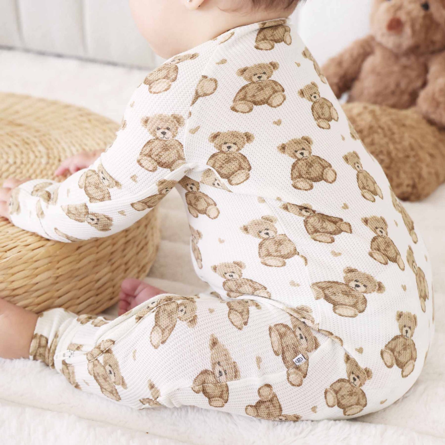 Beary Sweet Bamboo Waffle Convertible Zip Romper: 3-6 months