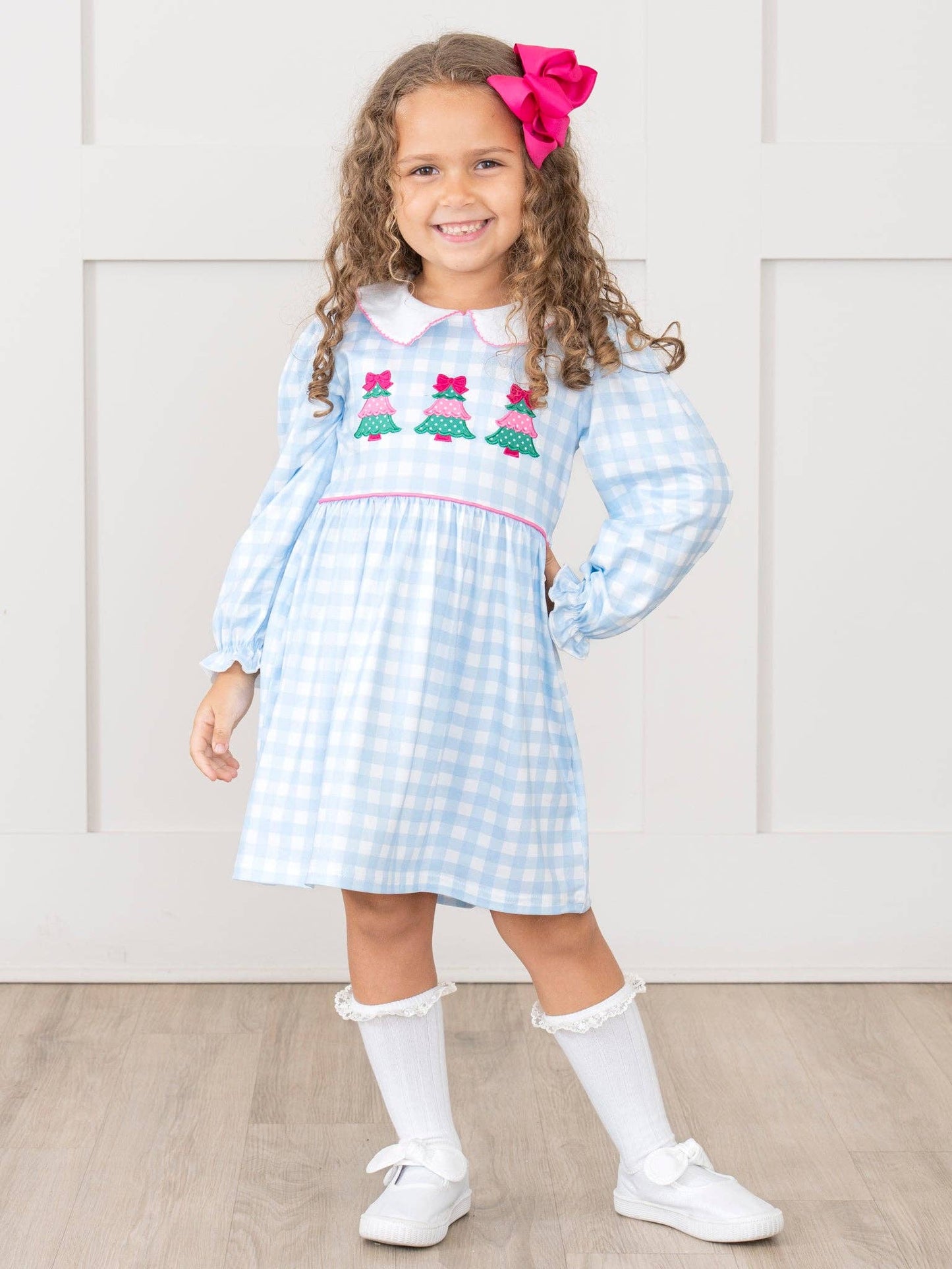 Winter Wonderland Embroidered Gingham Dress: S(2yrs)