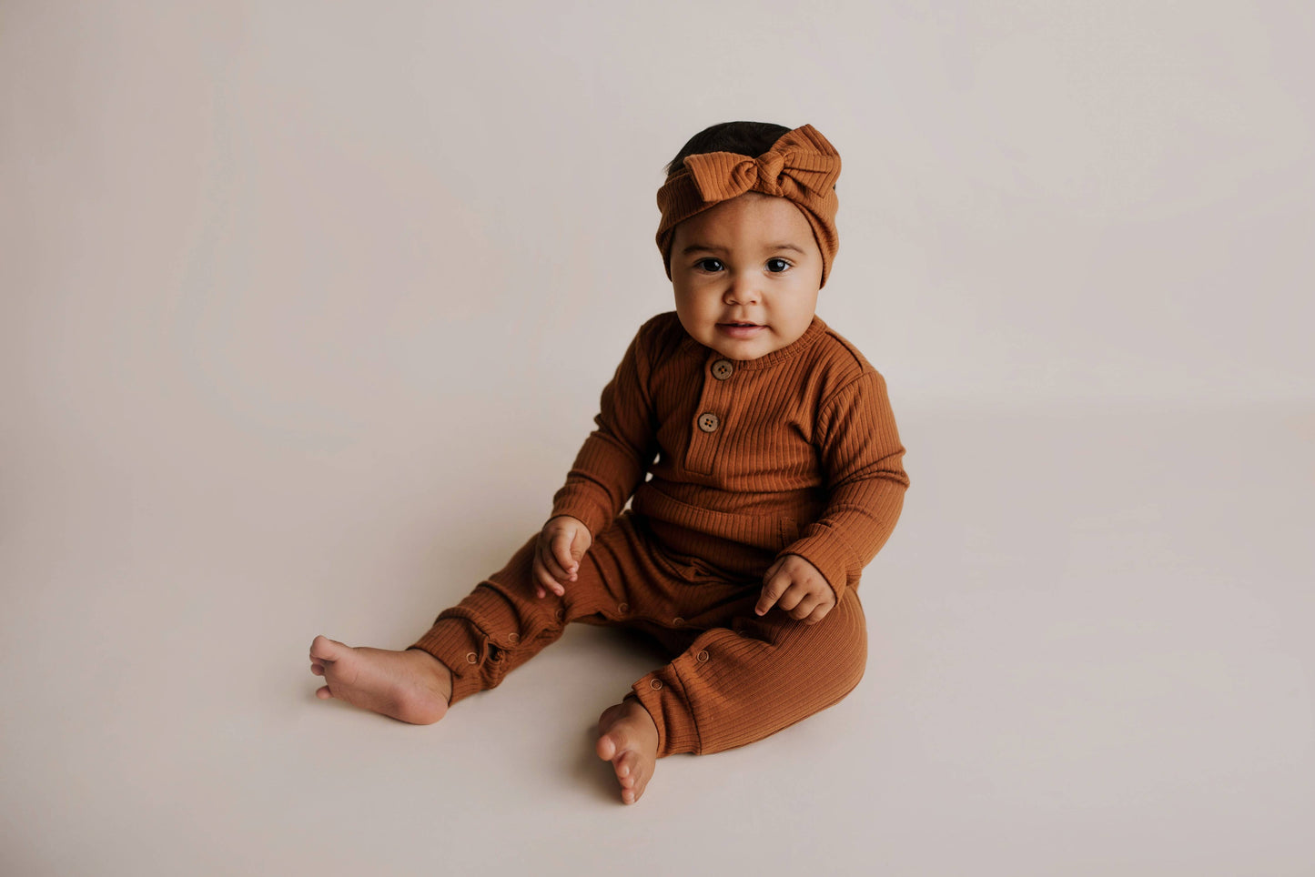 Baby Ribbed Playsuit with Pockets and Bow: Mauve / 18-24 Months