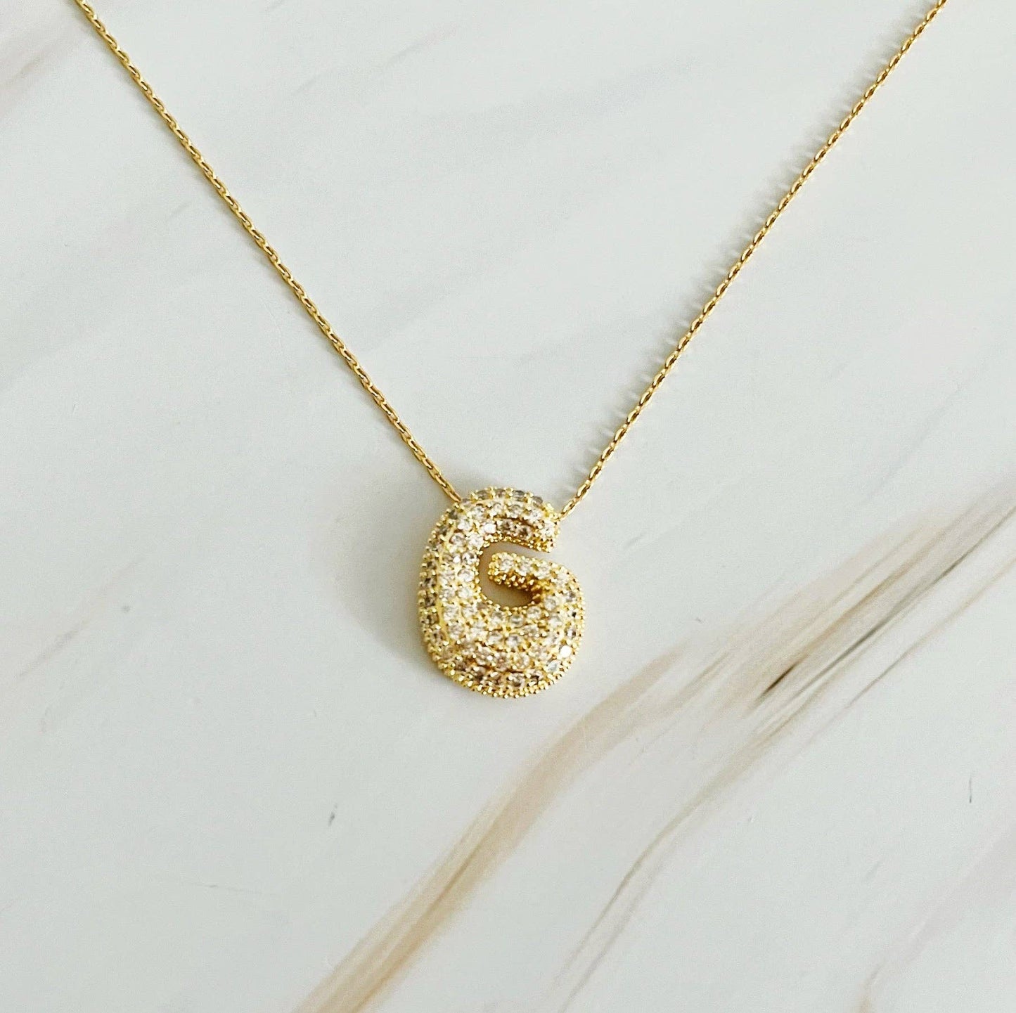 Crystal Bubble Initial Necklace: K