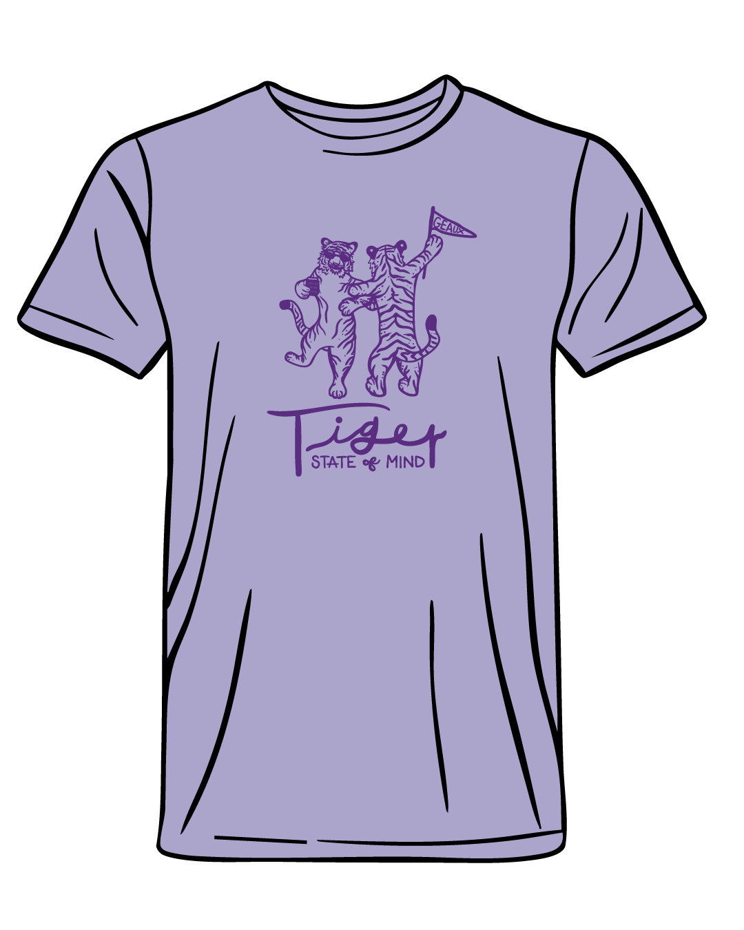 Tiger State Of Mind T-Shirt: Dark Lavender / Large