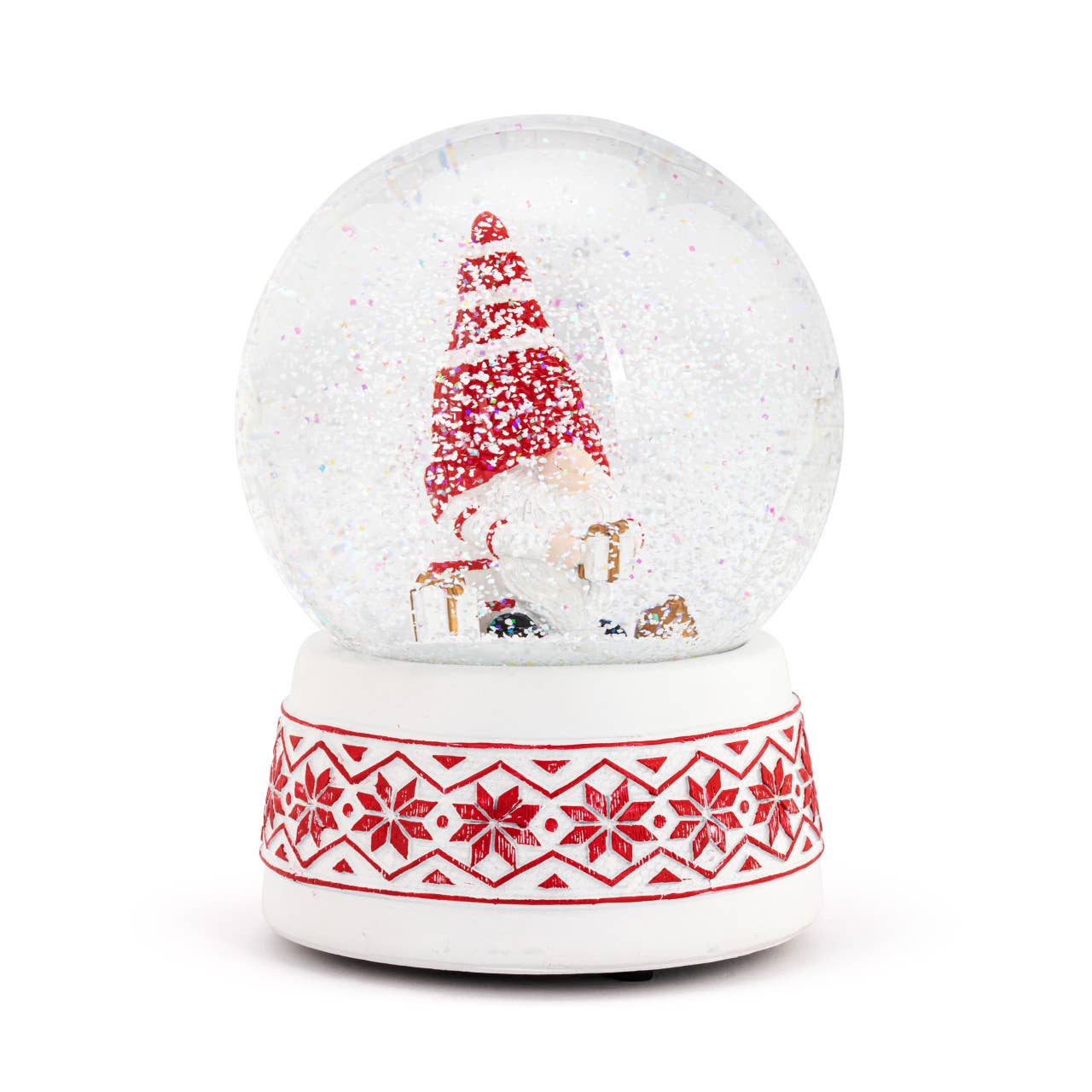 Musical Gnome with Present Snow Globe