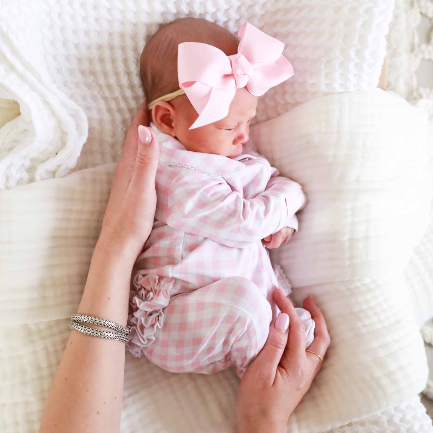 Peter Pan Collar Ruffle Zipper Footie | Rosy Gingham: Rosy Gingham / Non-Personalized / 0-3 months