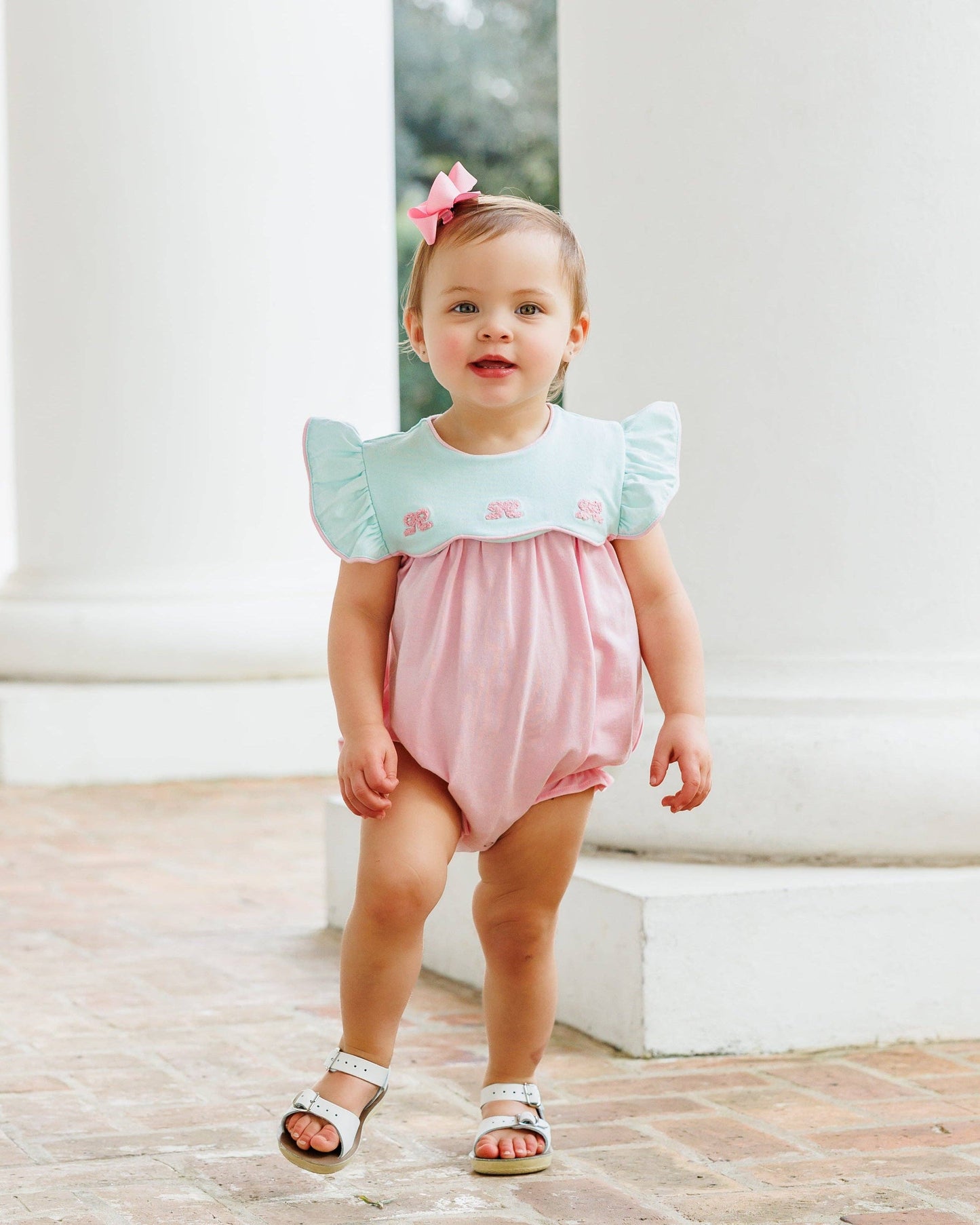 French Knot Bow Scallop Bubble: 6 Months
