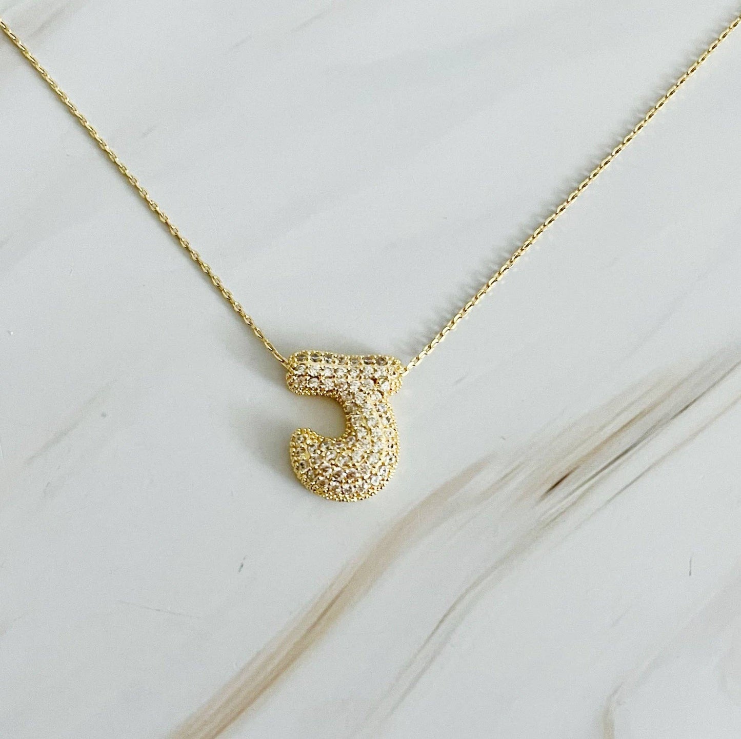 Crystal Bubble Initial Necklace: L