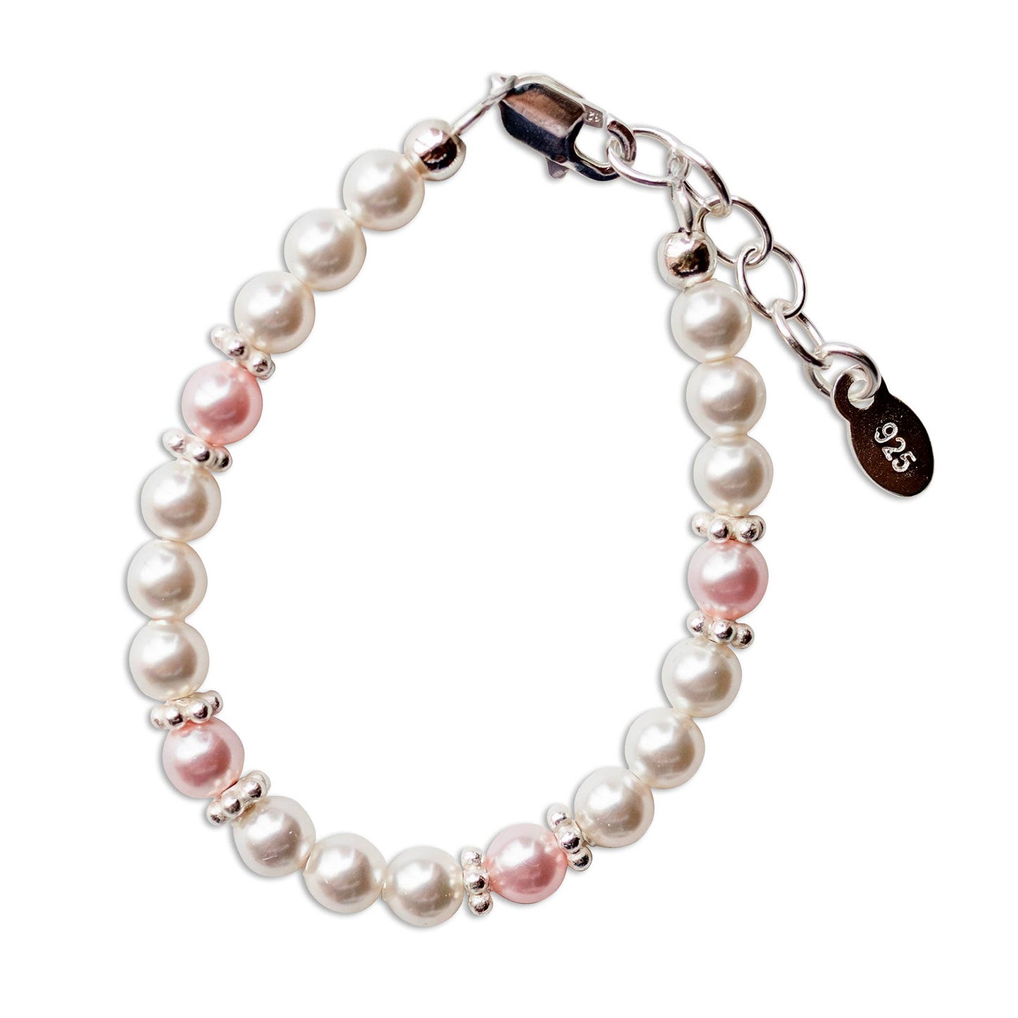 Girls Sterling Silver Pearl Baby Bracelet or Kids Jewelry: Large 6-12 Years